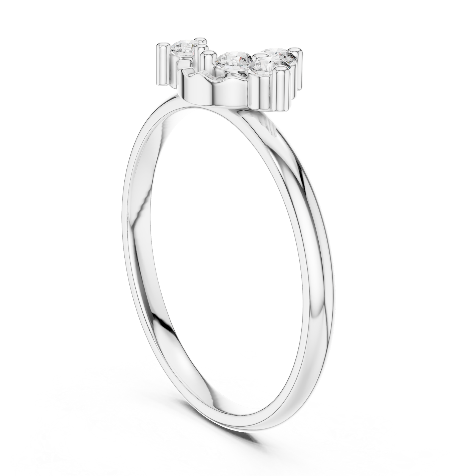  White Gold Halo Crest Ring Left View