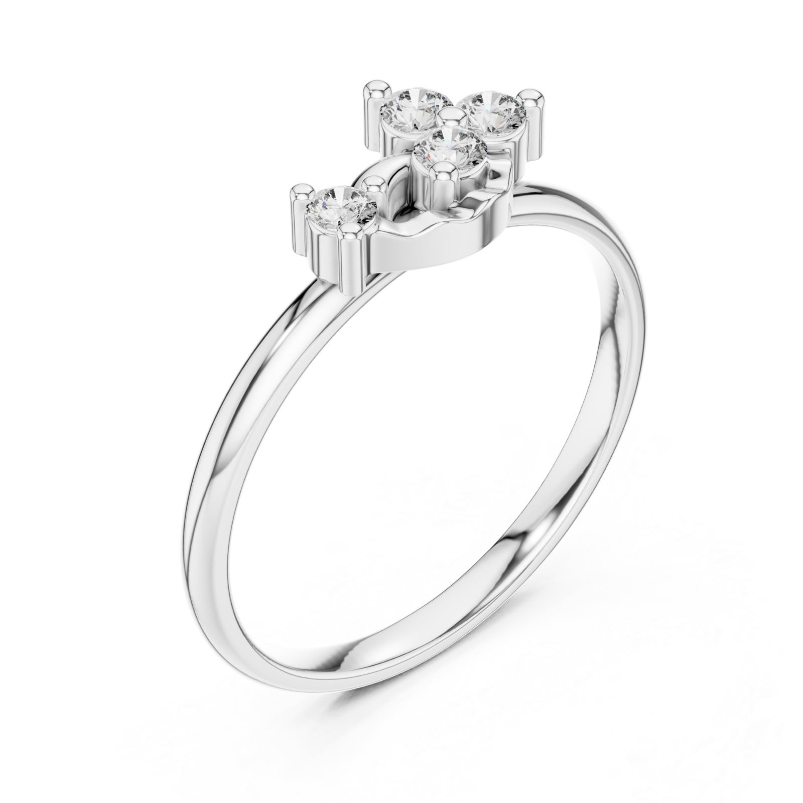  White Gold Halo Crest Ring Right View
