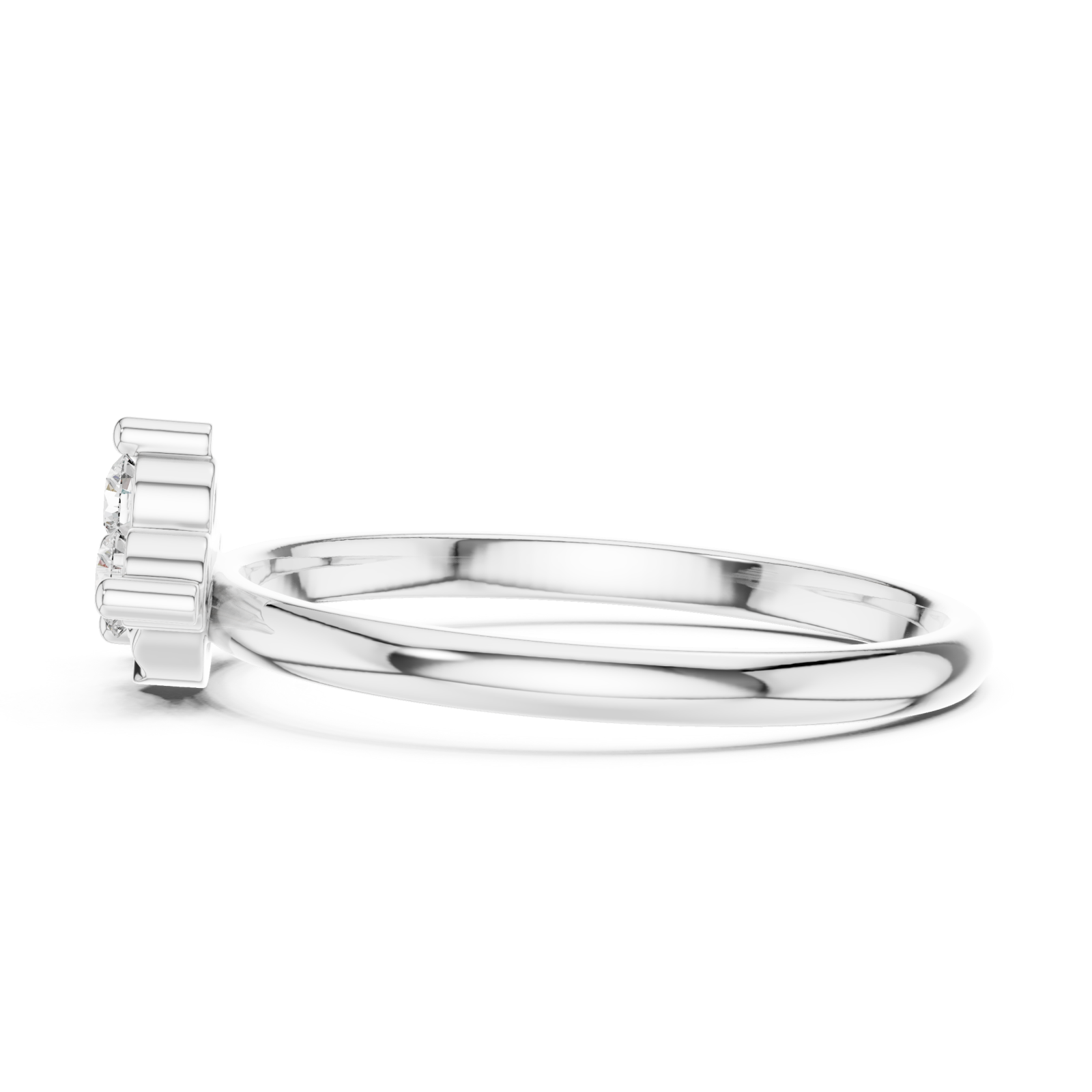  White Gold Halo Crest Ring Side View