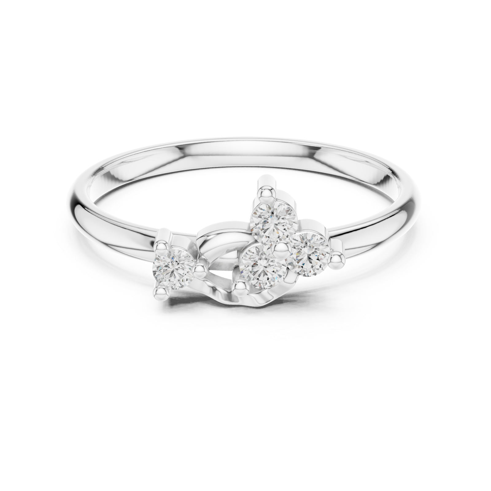  White Gold Halo Crest Ring Front View