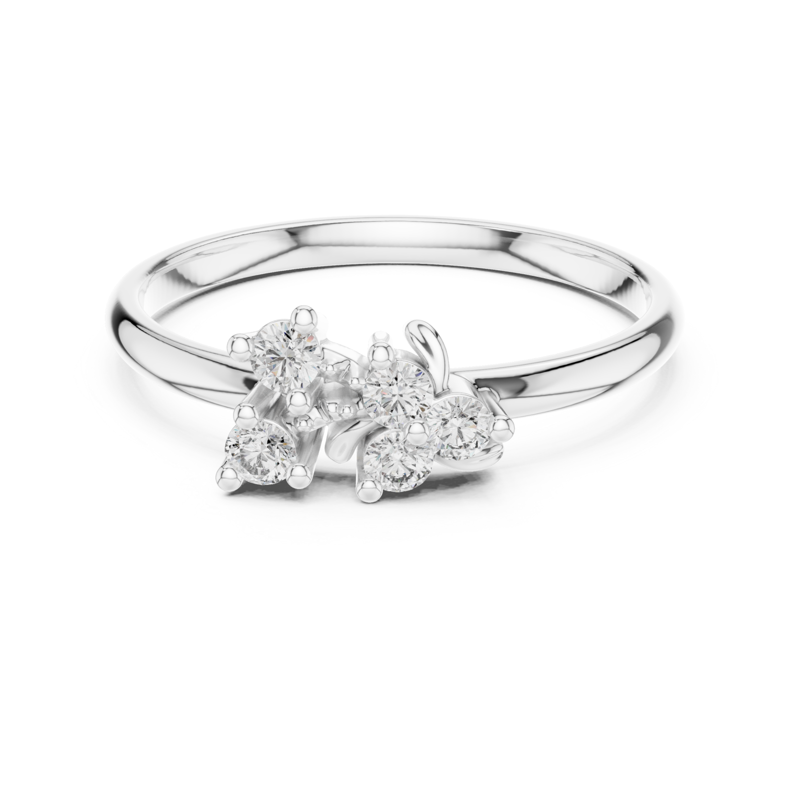  White Gold Bliss Crest Ring Front View