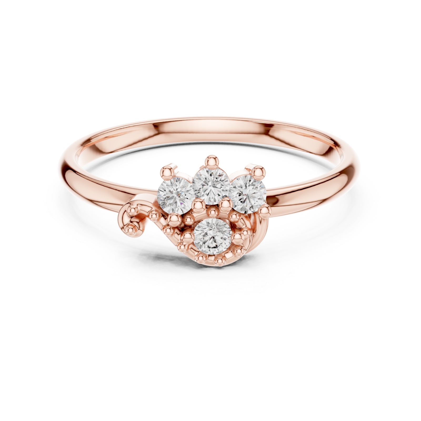  Rose Gold Eden Cluster Ring Front View