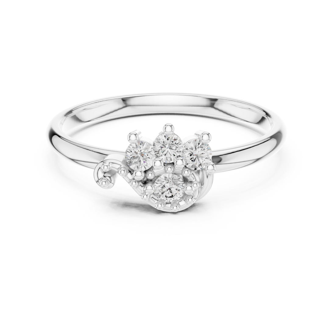  White Gold Eden Cluster Ring Right View
