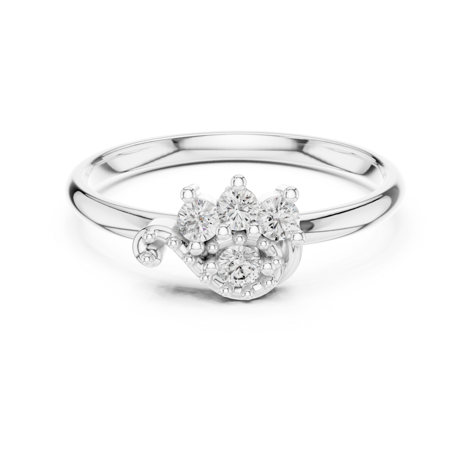  White Gold Eden Cluster Ring Front View
