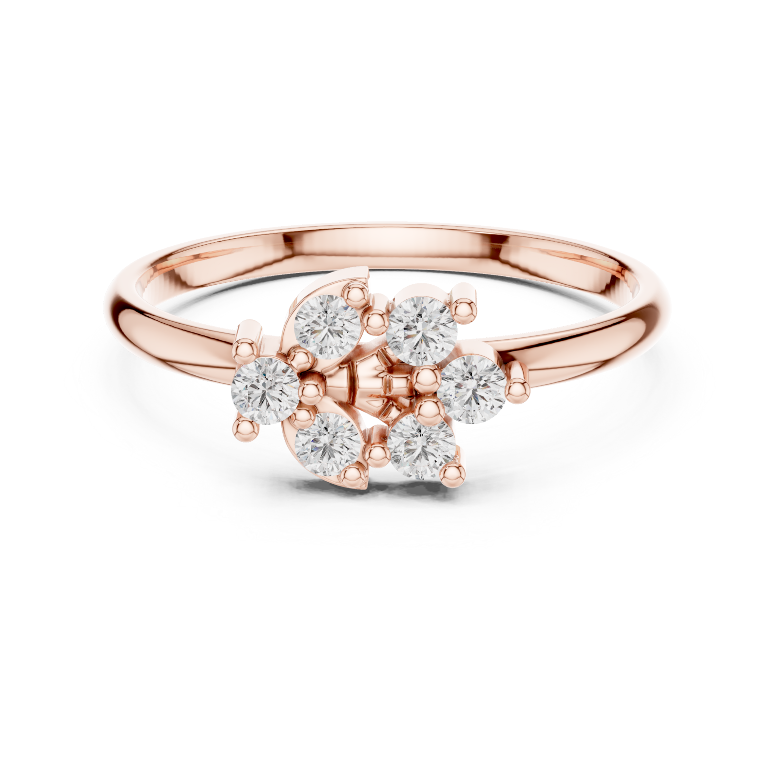  Rose Gold Opaline Cluster Ring Front View