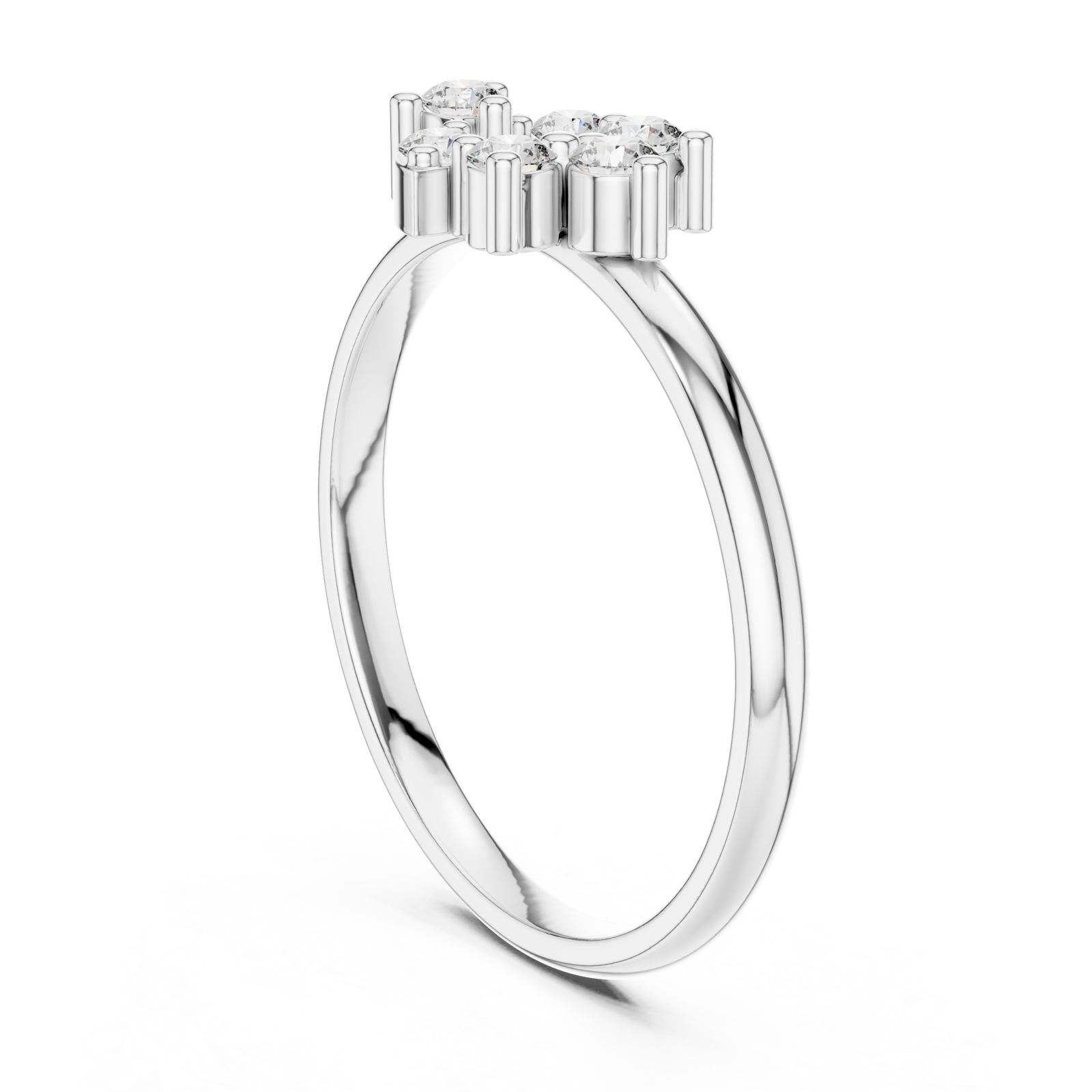  White Gold Opaline Cluster Ring Left View