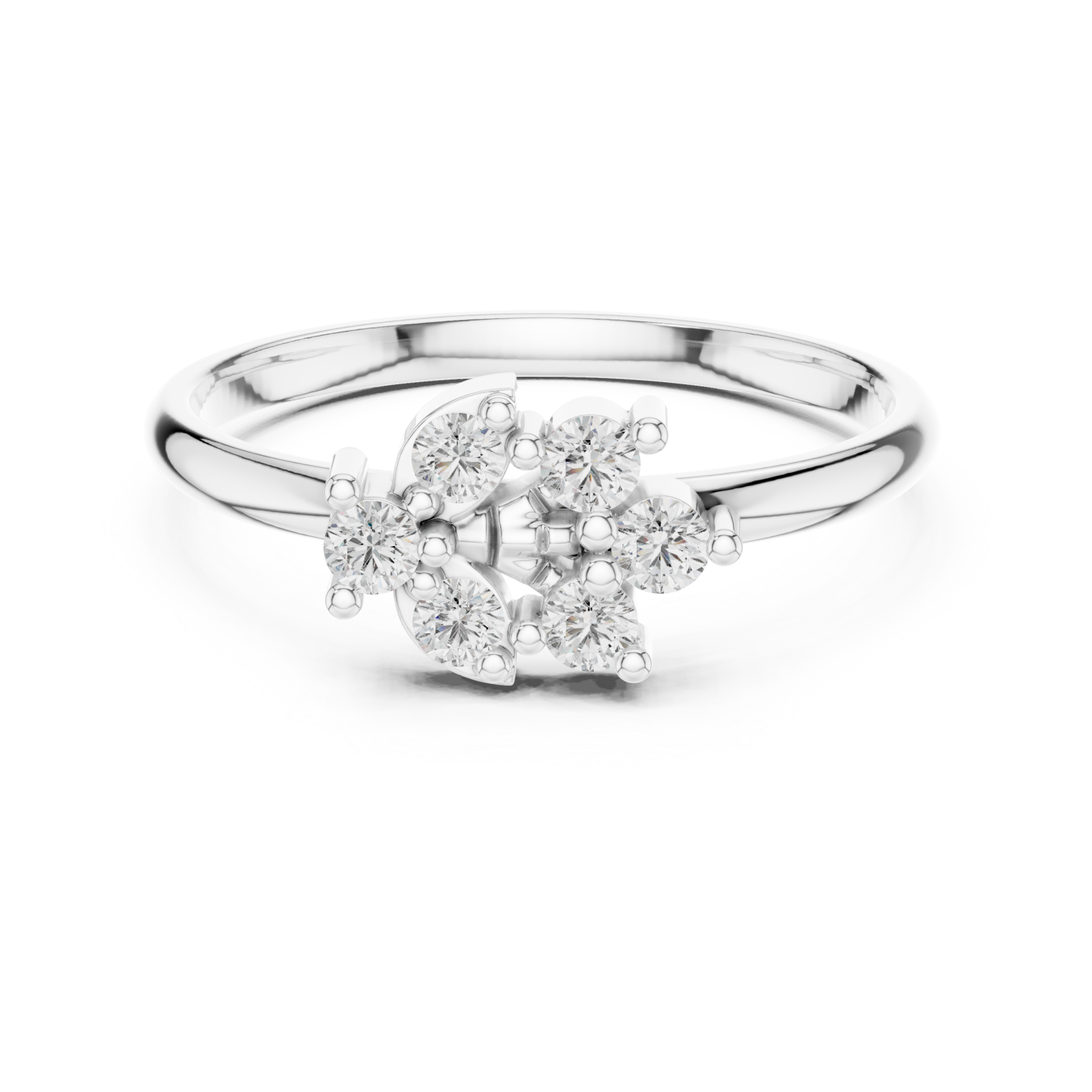  White Gold Opaline Cluster Ring Front View