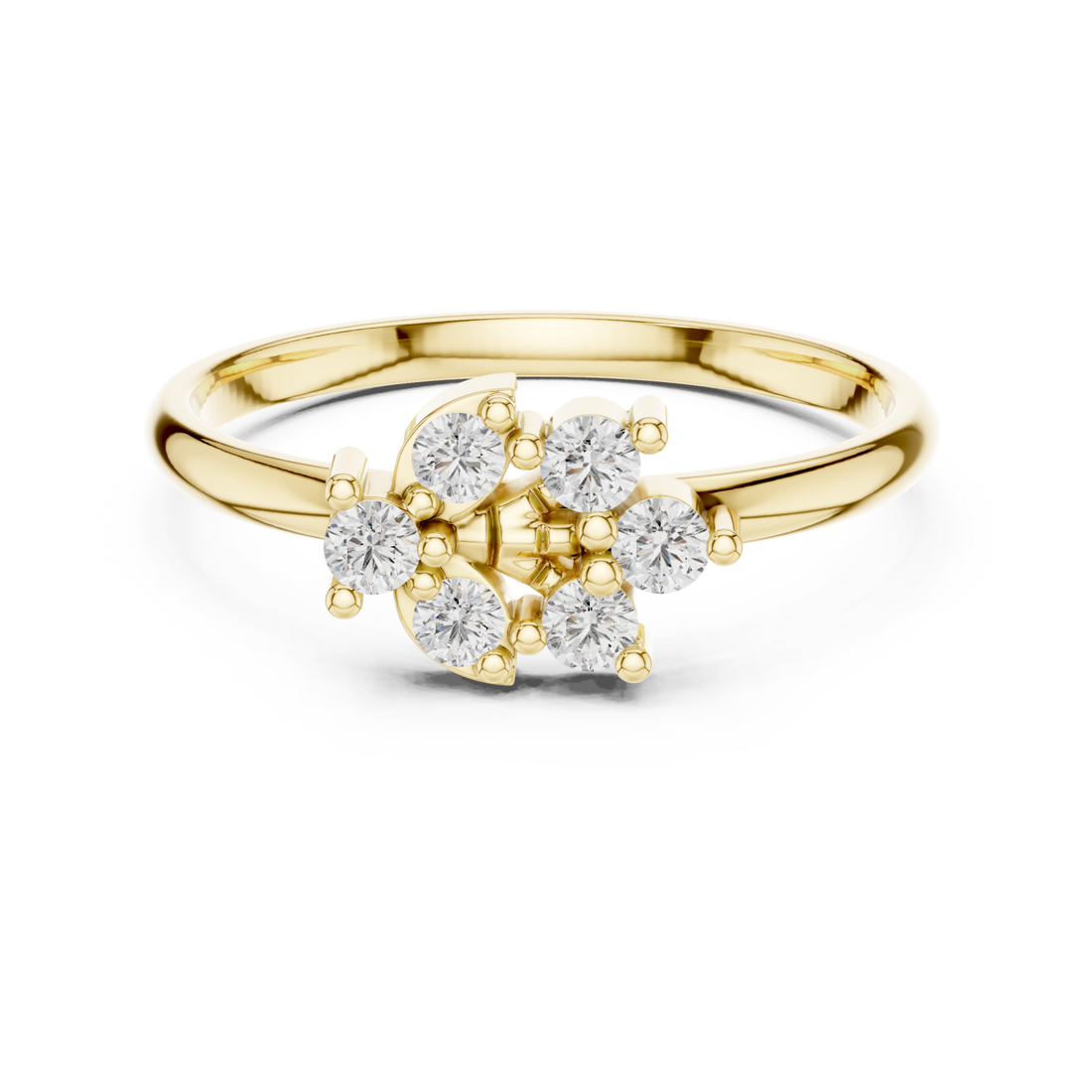 Gold Opaline Cluster Ring Right View