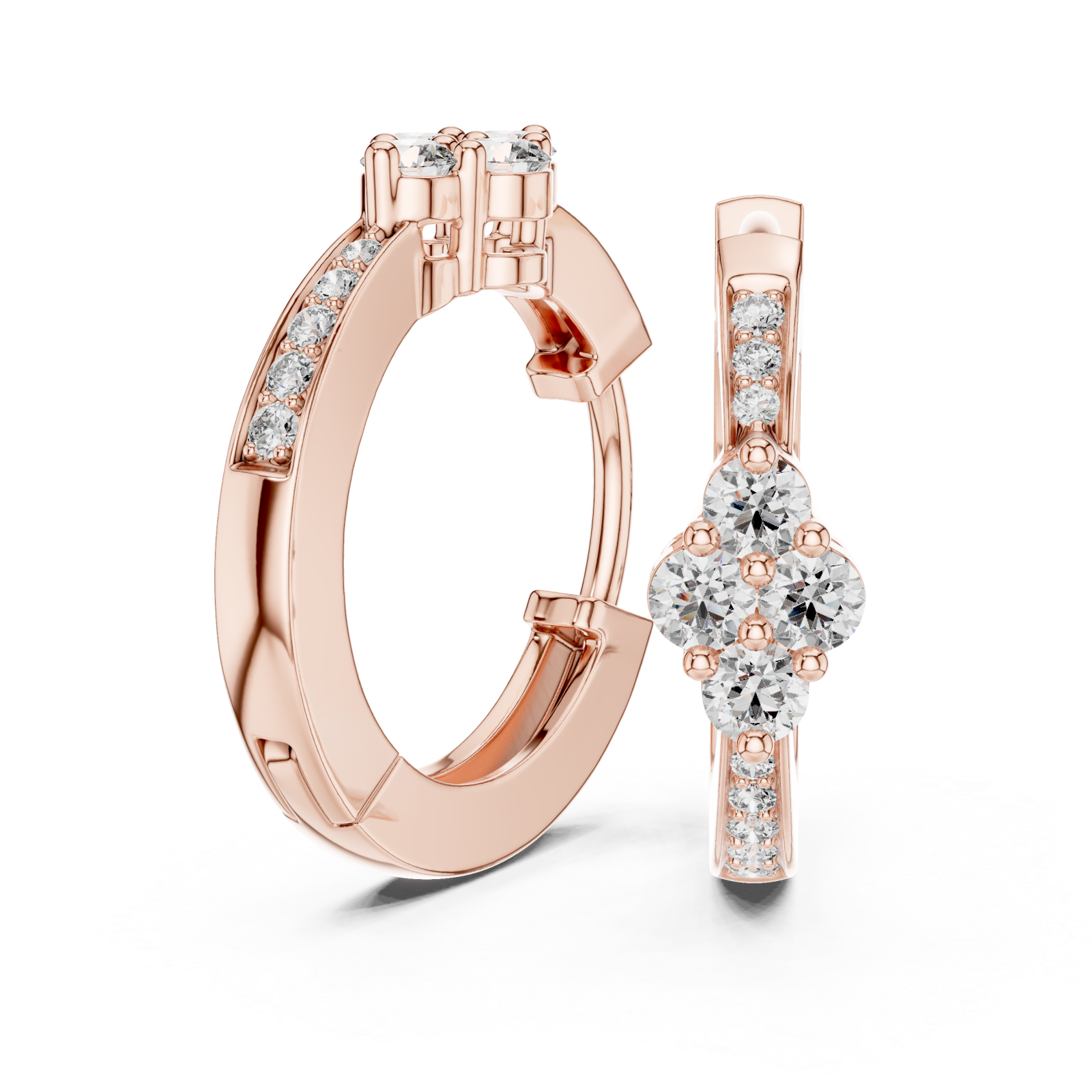  Rose Gold Serene Petal Embrace Mini Earrings Left View