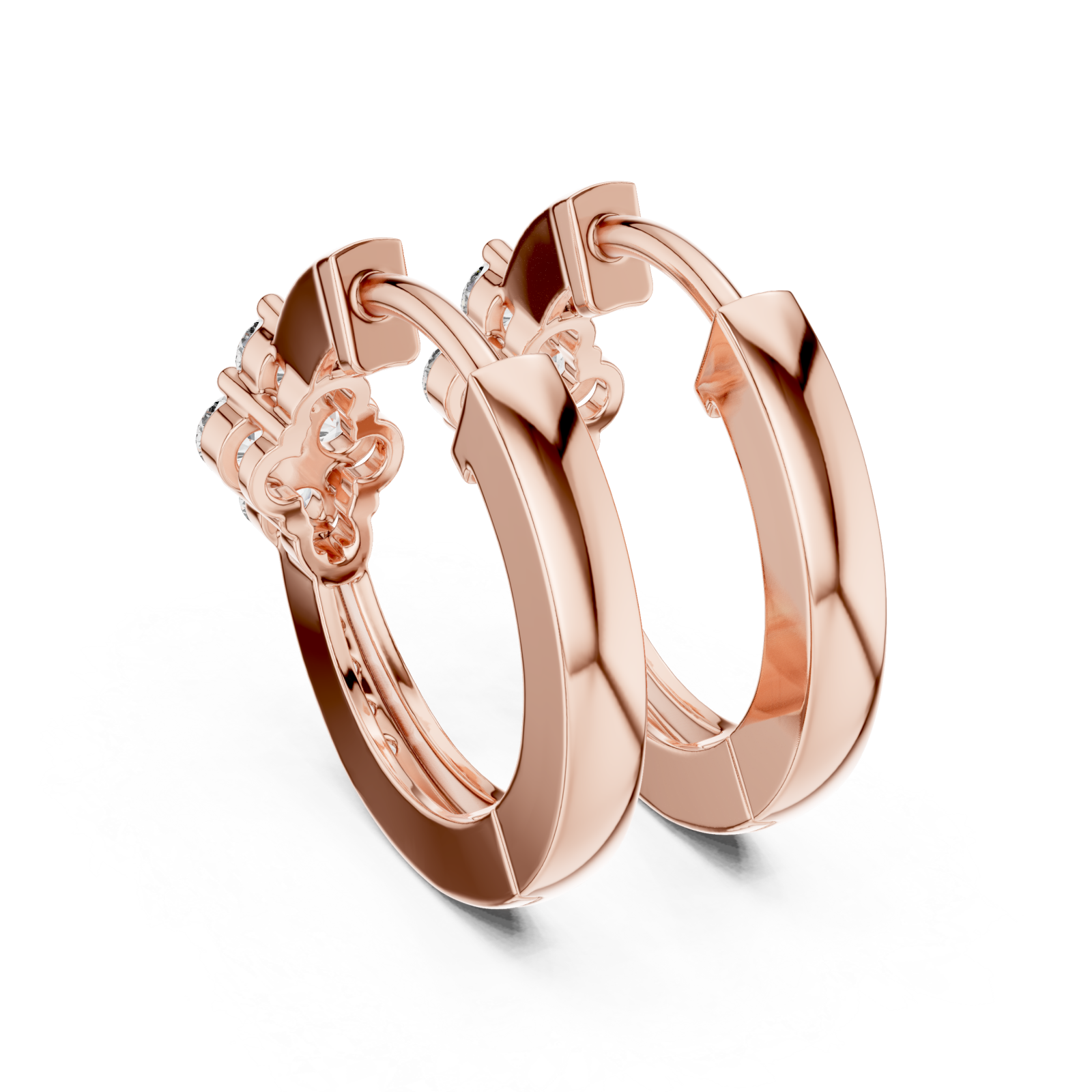  Rose Gold Serene Petal Embrace Mini Earrings Side View