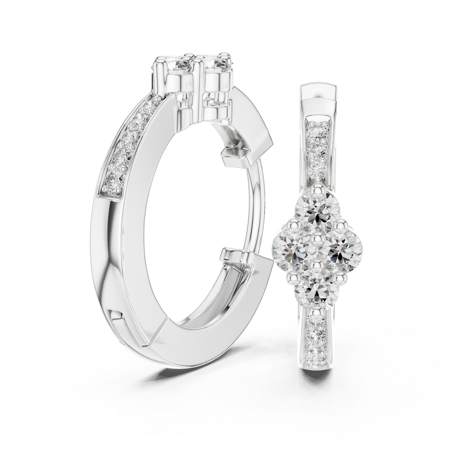  White Gold Serene Petal Embrace Mini Earrings Left View