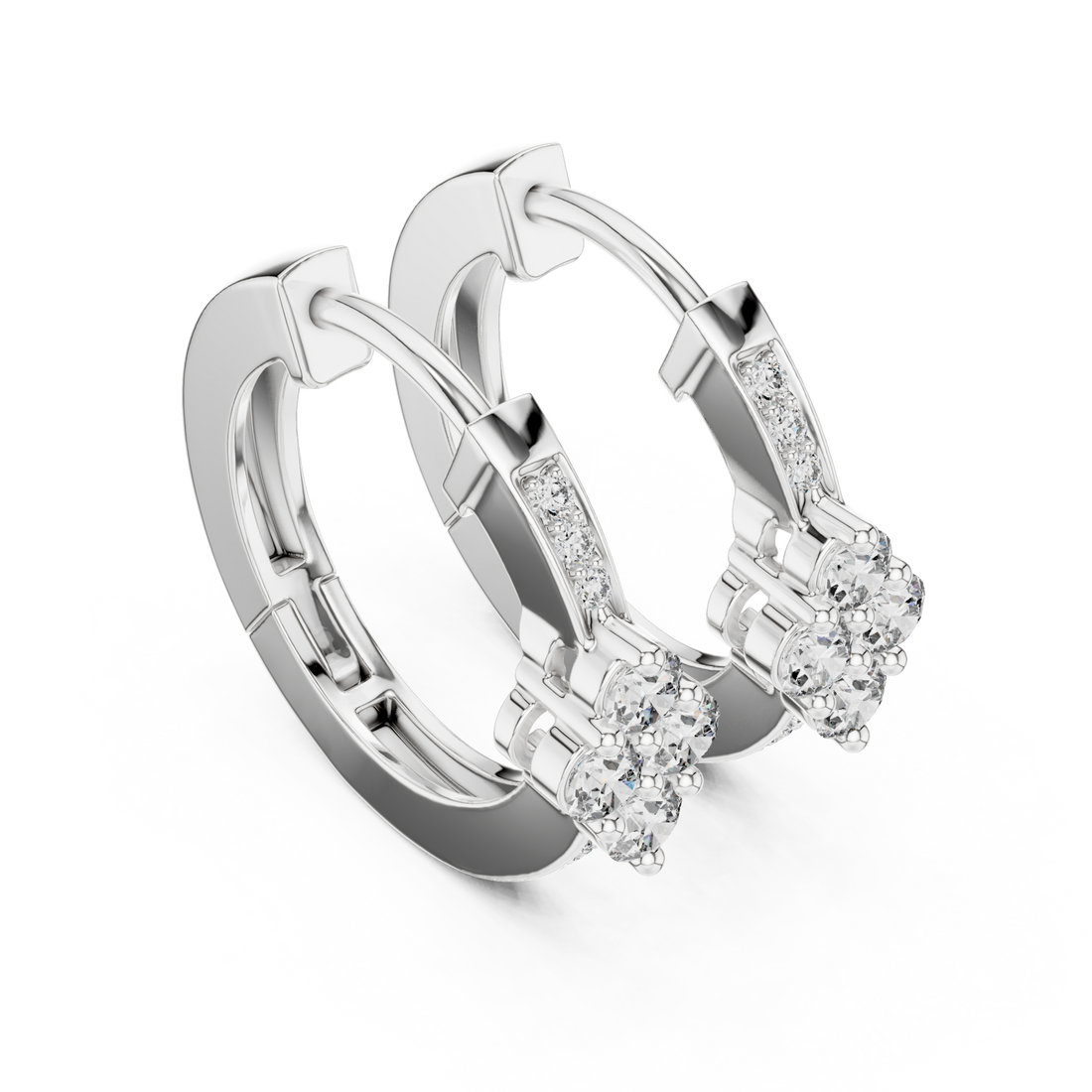  White Gold Serene Petal Embrace Mini Earrings Right View