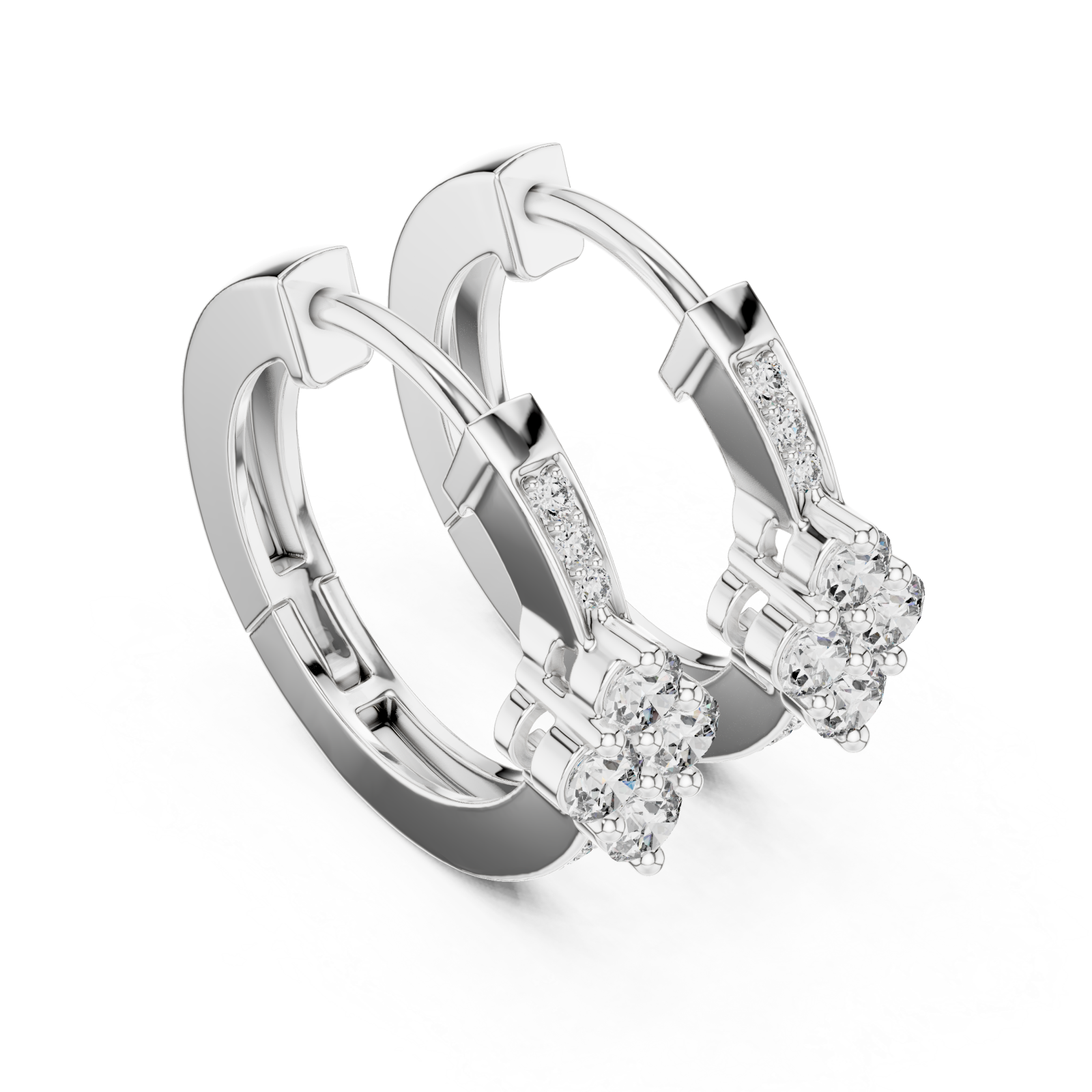  White Gold Serene Petal Embrace Mini Earrings Right View