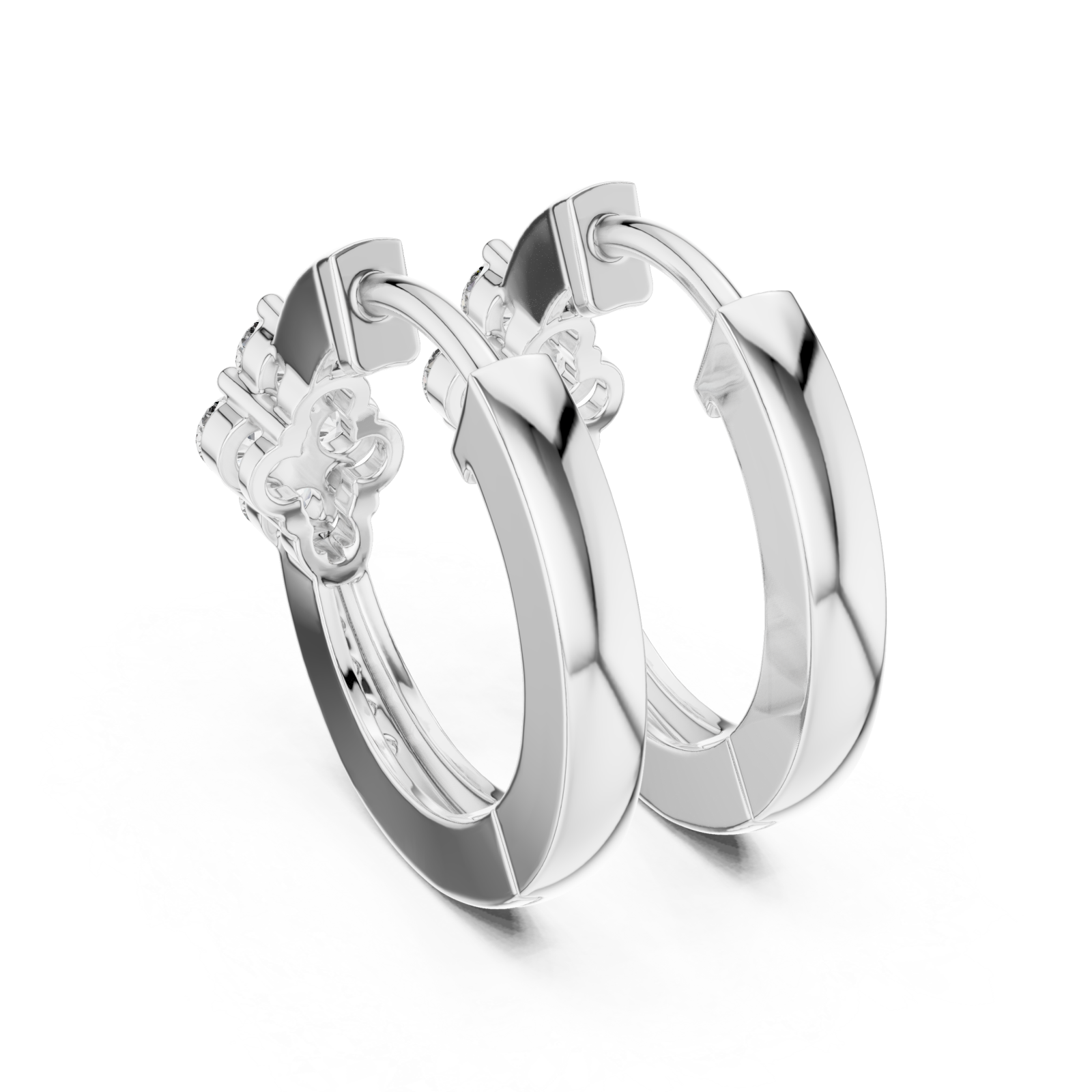  White Gold Serene Petal Embrace Mini Earrings Side View