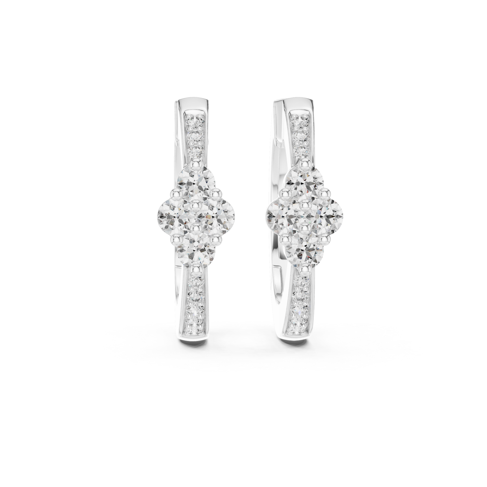  White Gold Serene Petal Embrace Mini Earrings Front View
