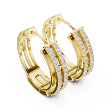 Gold Elegant Triple Band Radiance Hoops Right View