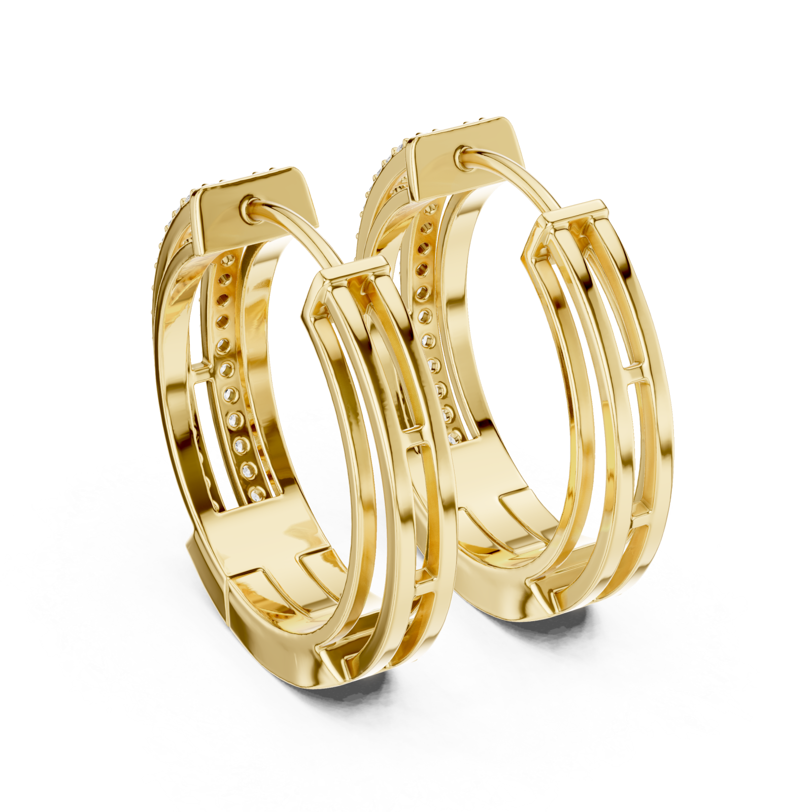  Gold Elegant Triple Band Radiance Hoops Side View