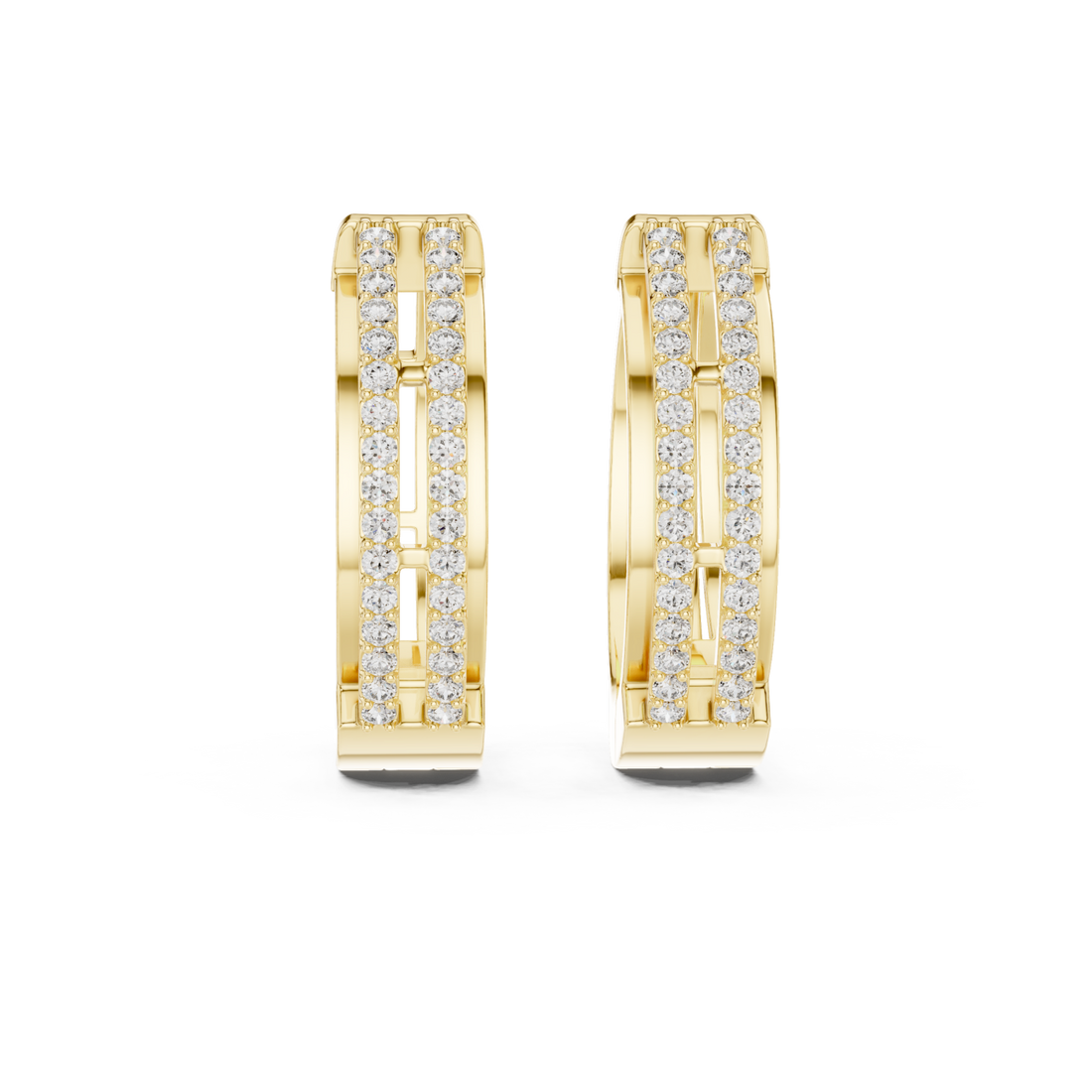 Gold Elegant Triple Band Radiance Hoops Right View