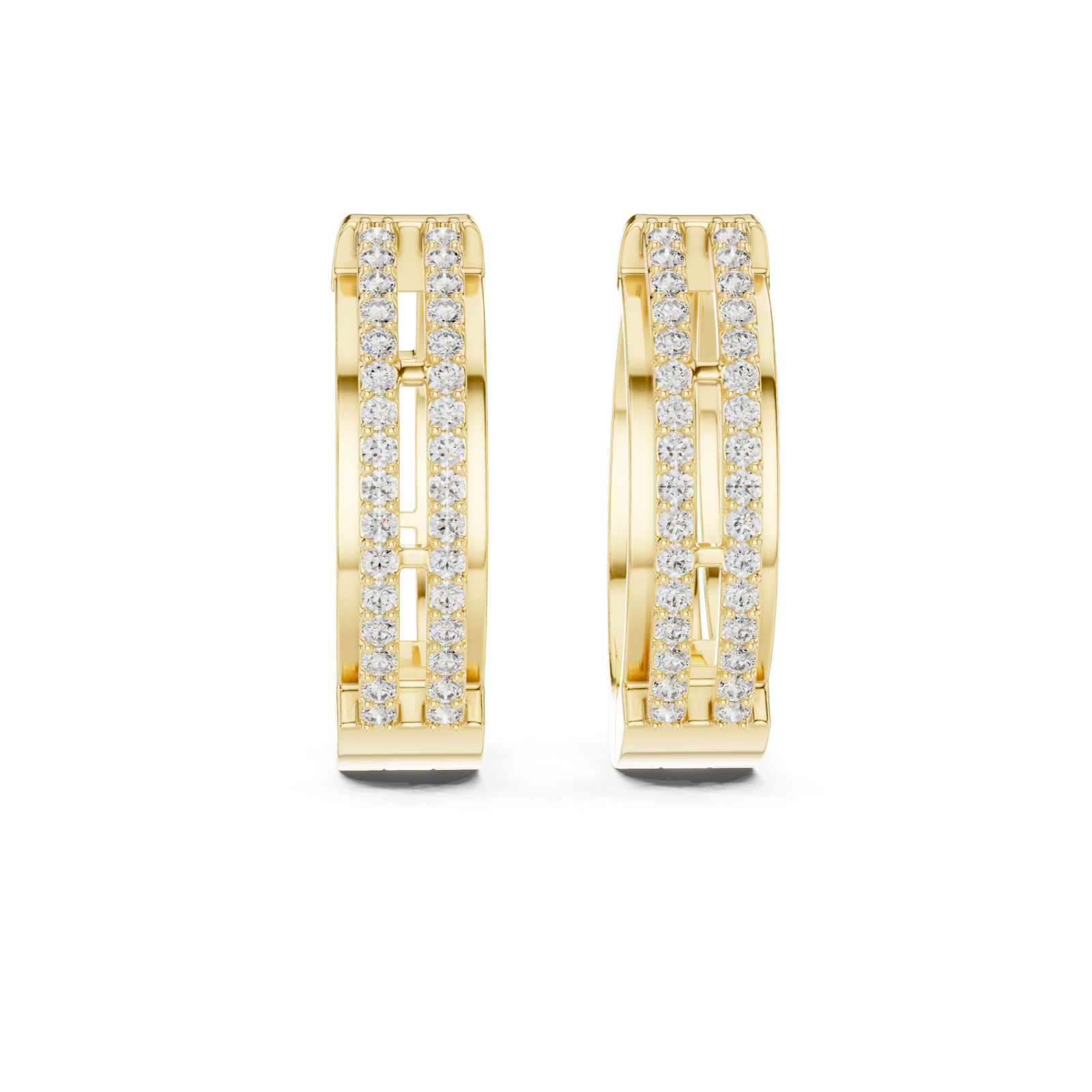  Gold Elegant Triple Band Radiance Hoops Front View