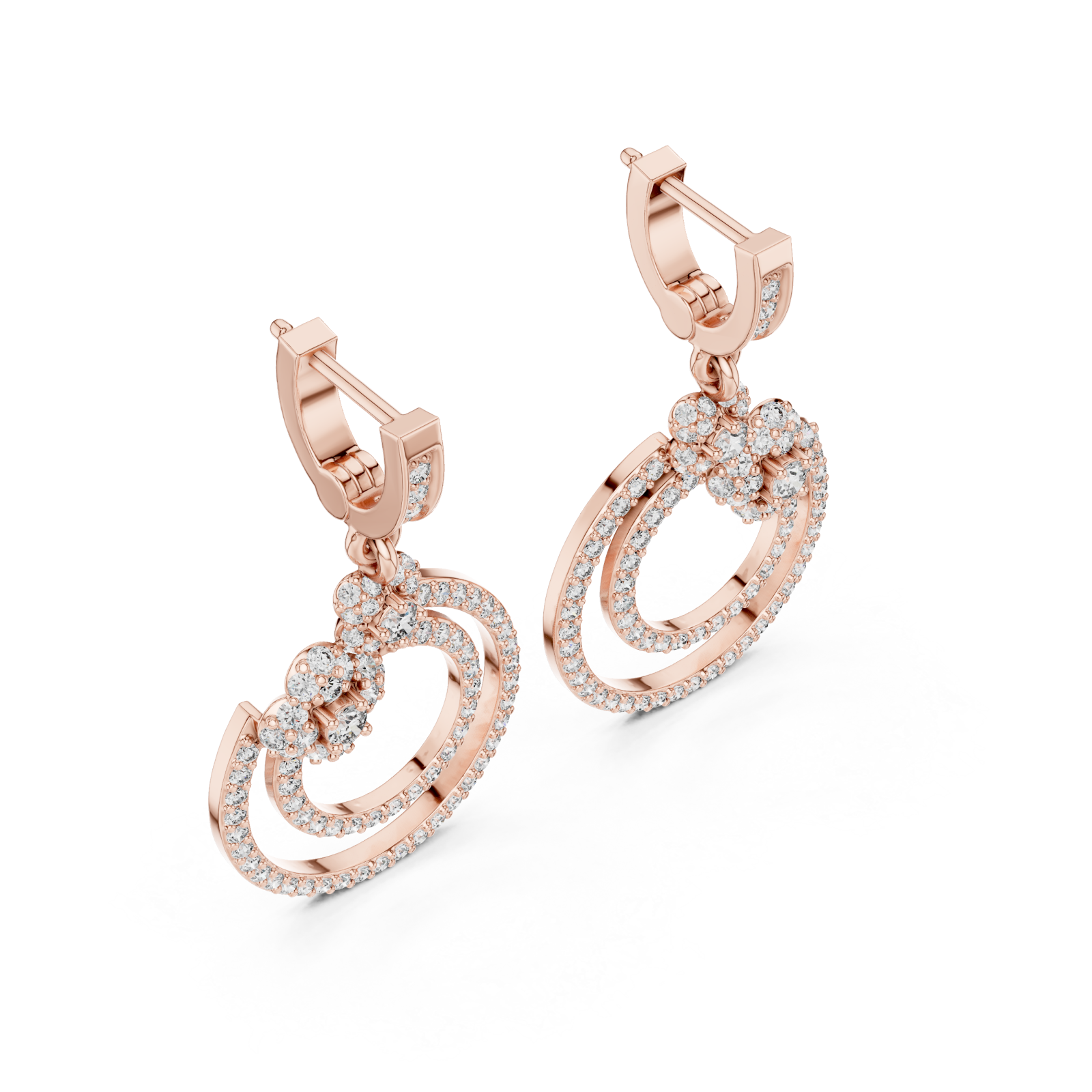  Rose Gold Starlit Embrace Double Loop Ornate Earrings Right View