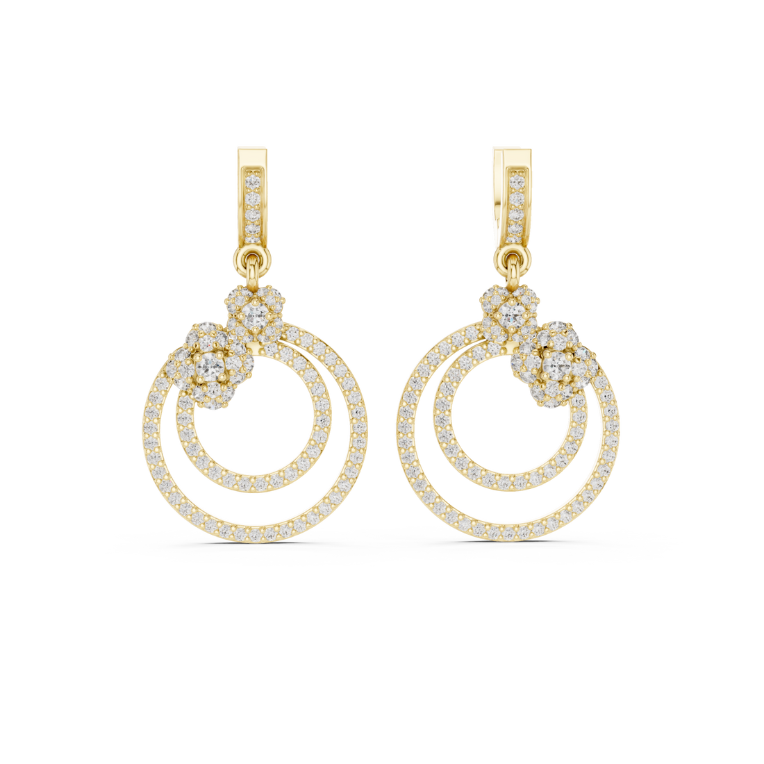 Gold Starlit Embrace Double Loop Ornate Earrings Right View