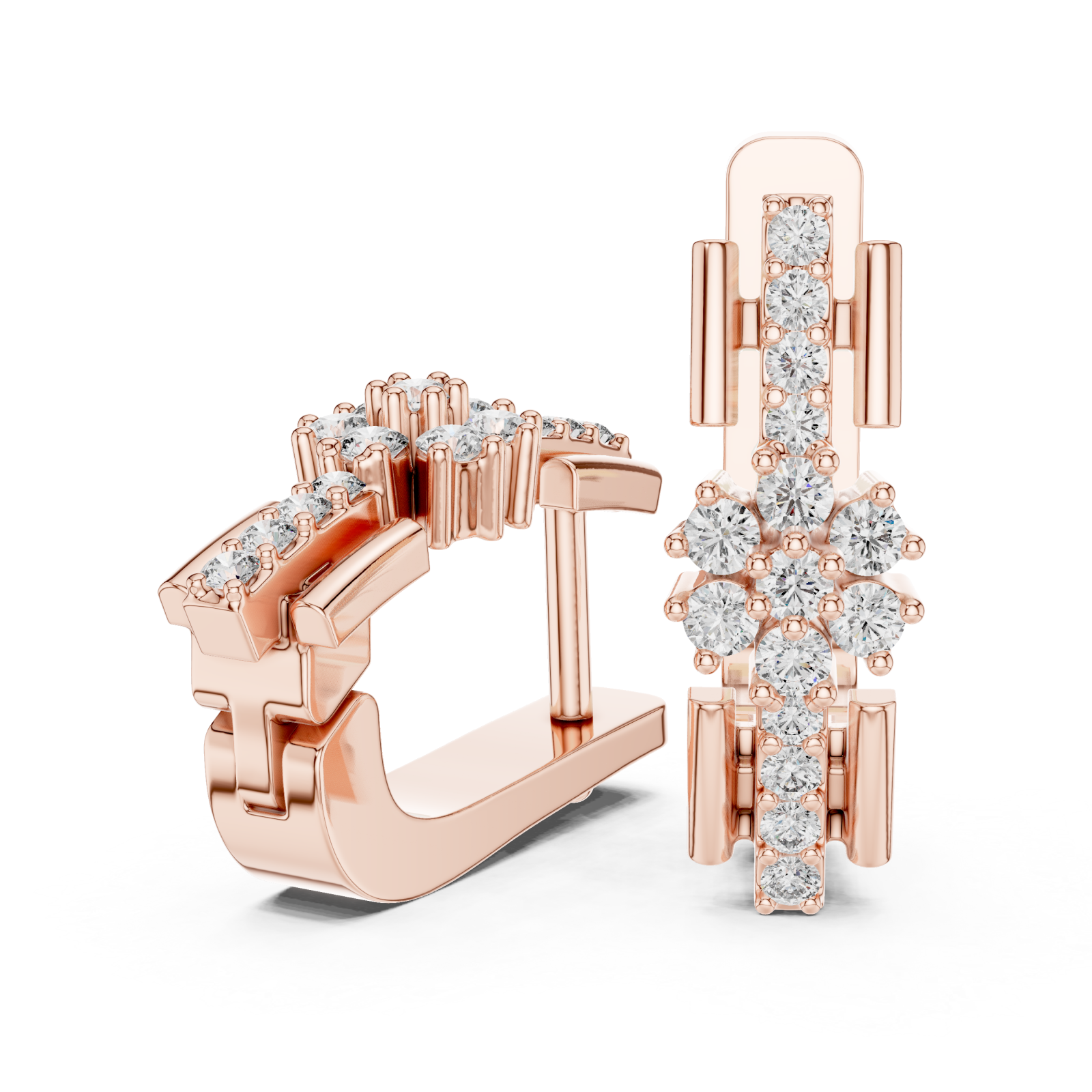  Rose Gold Starpoint Harmony Halo Stud Earrings Left View