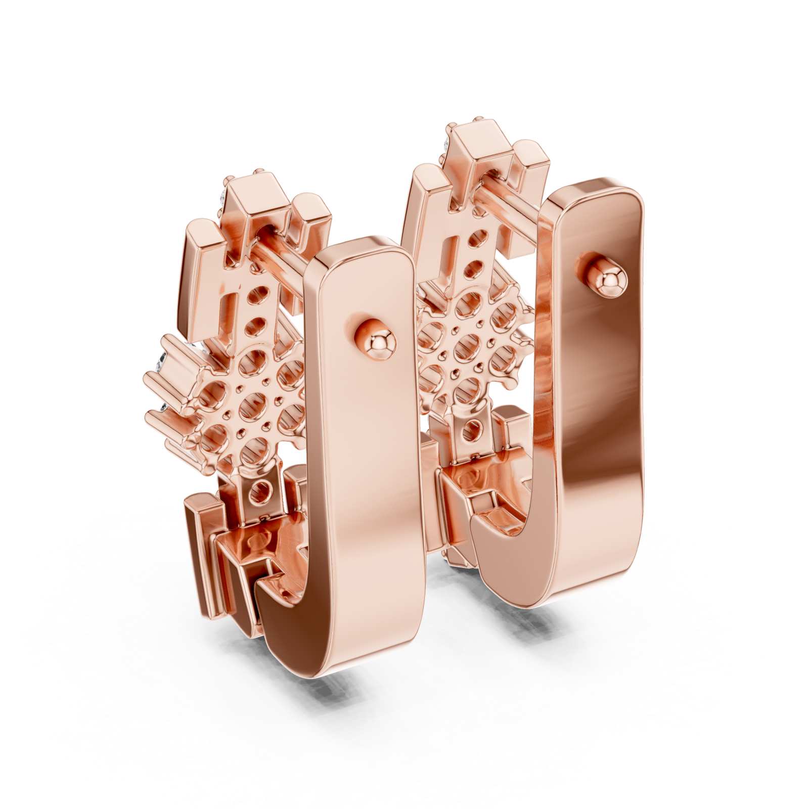  Rose Gold Starpoint Harmony Halo Stud Earrings Side View