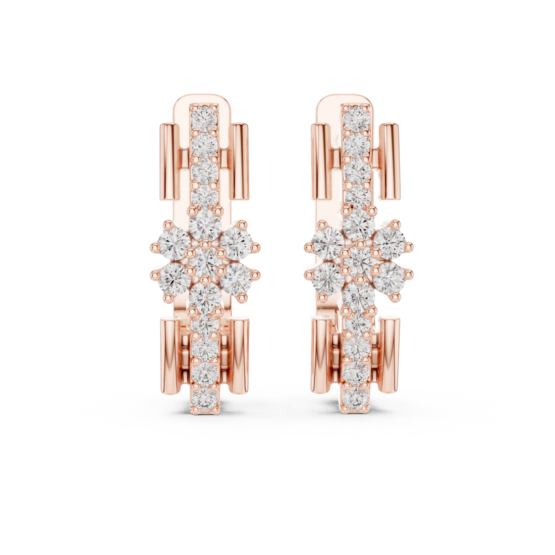  Rose Gold Starpoint Harmony Halo Stud Earrings Right View