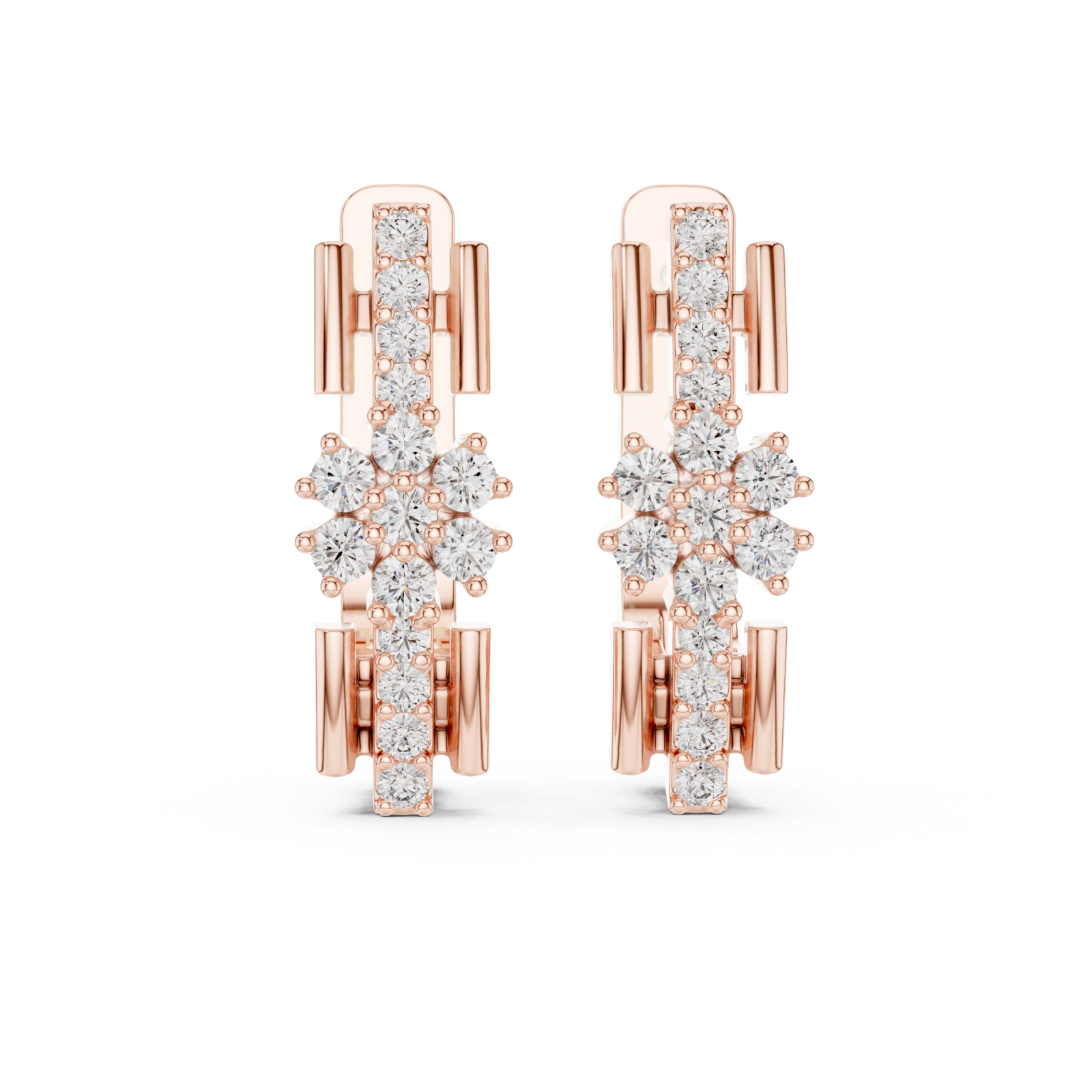  Rose Gold Starpoint Harmony Halo Stud Earrings Front View