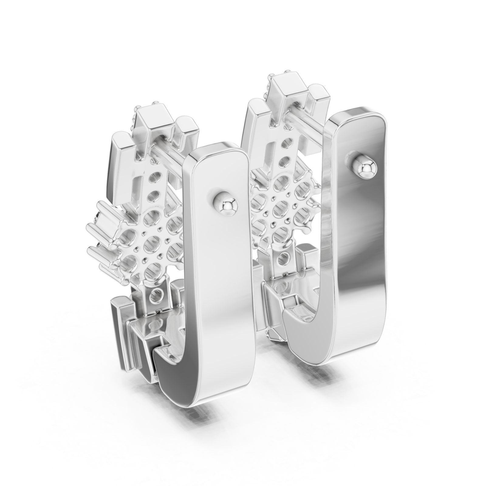  White Gold Starpoint Harmony Halo Stud Earrings Side View