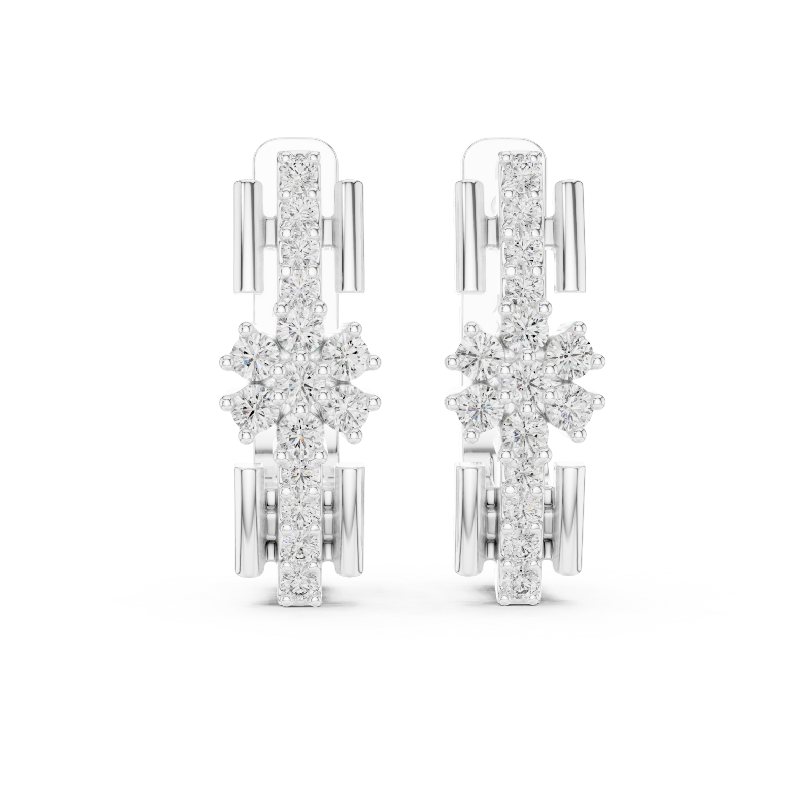  White Gold Starpoint Harmony Halo Stud Earrings Front View