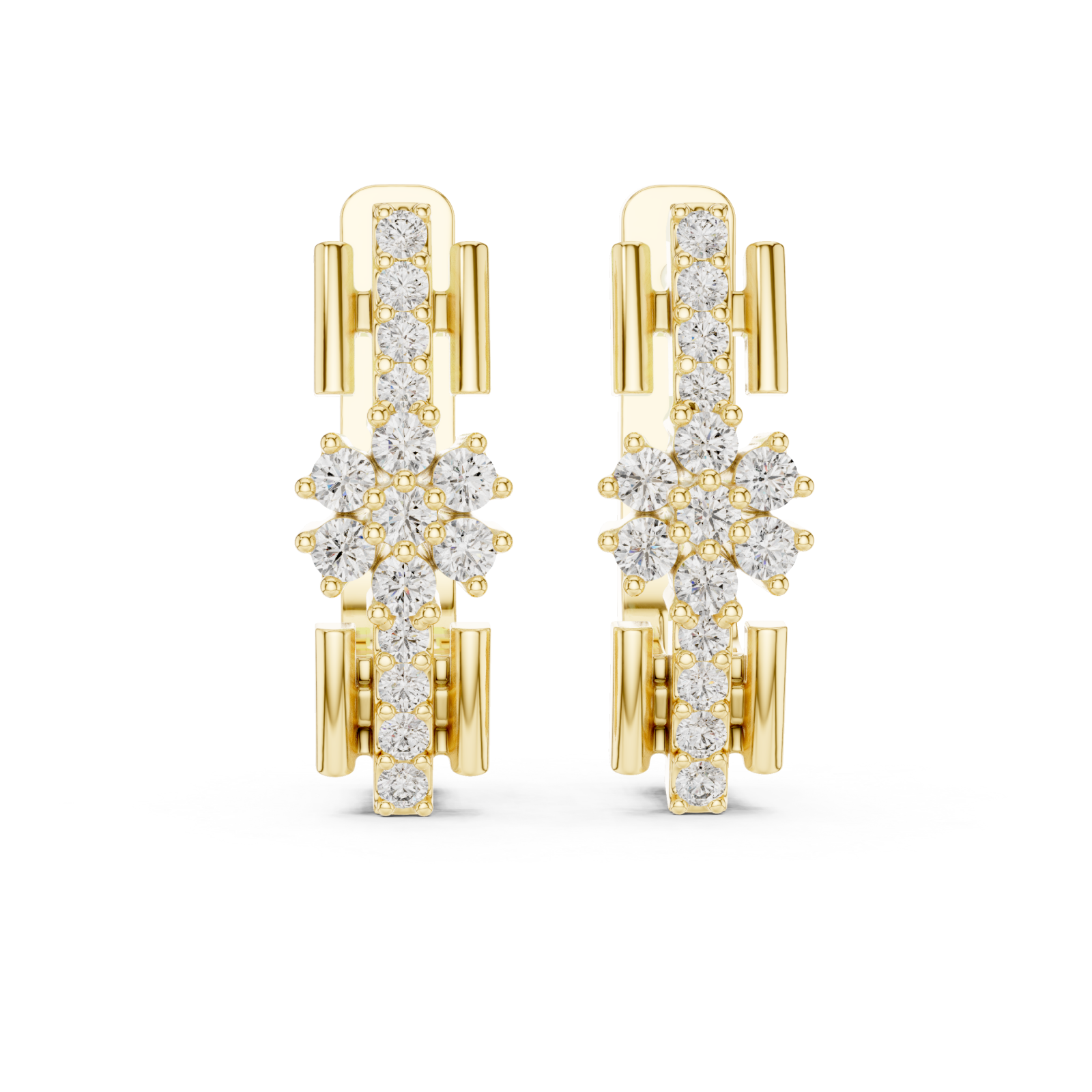  Gold Starpoint Harmony Halo Stud Earrings Front View