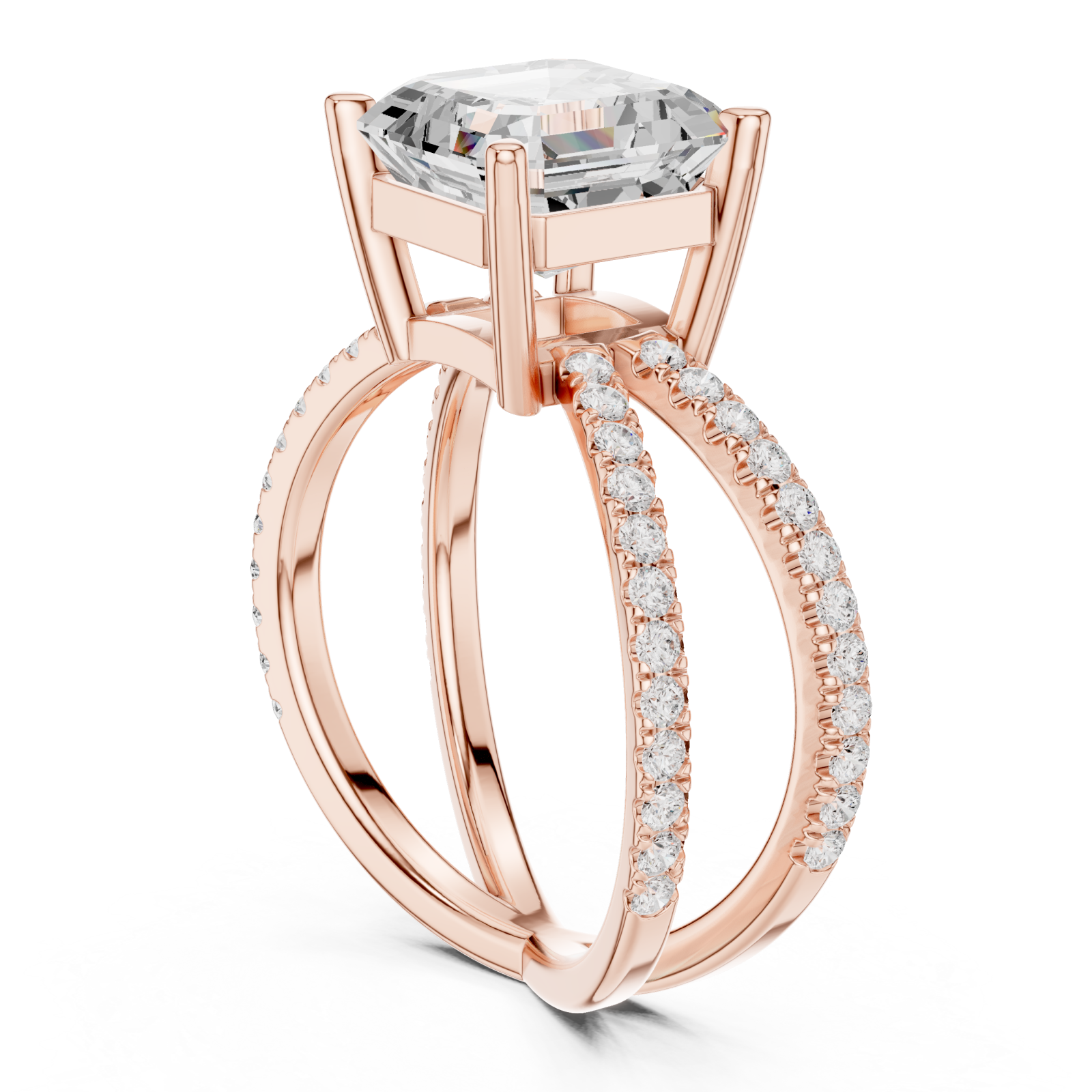  Rose Gold Eclipse Radiance Square Band Ring Left View