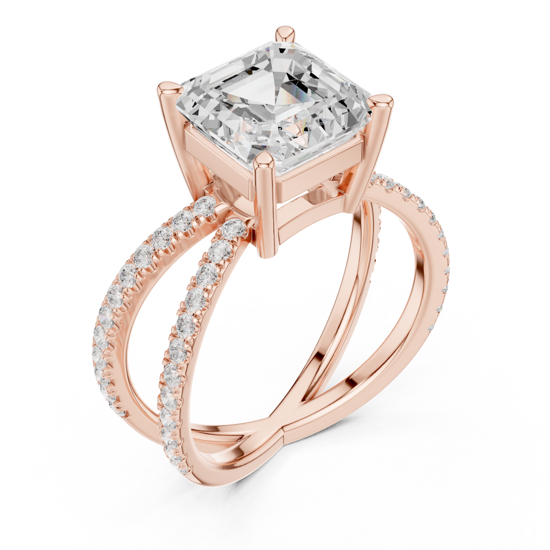  Rose Gold Eclipse Radiance Square Band Ring Right View