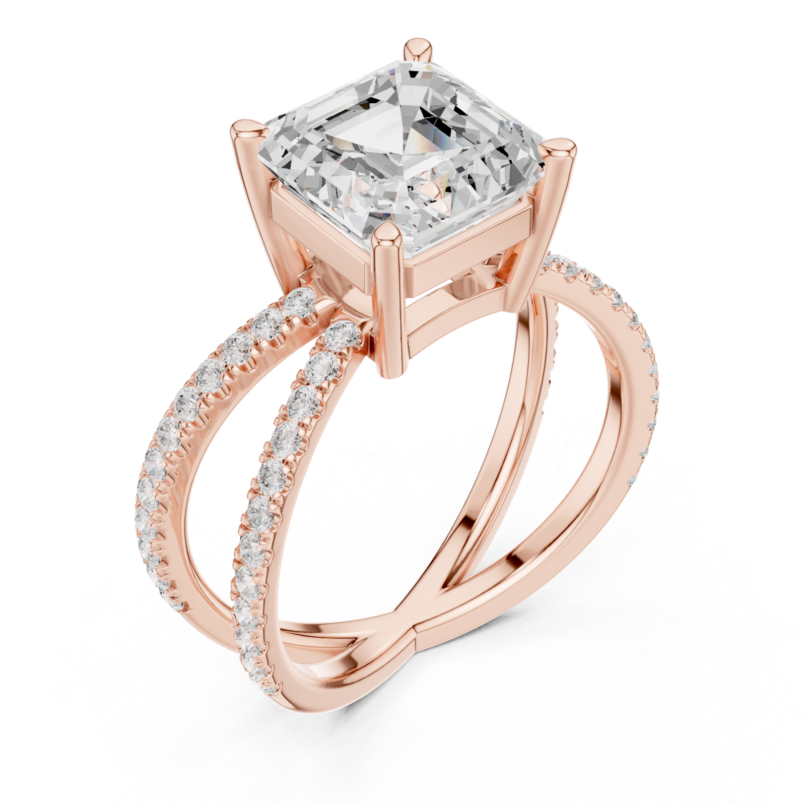  Rose Gold Eclipse Radiance Square Band Ring Right View