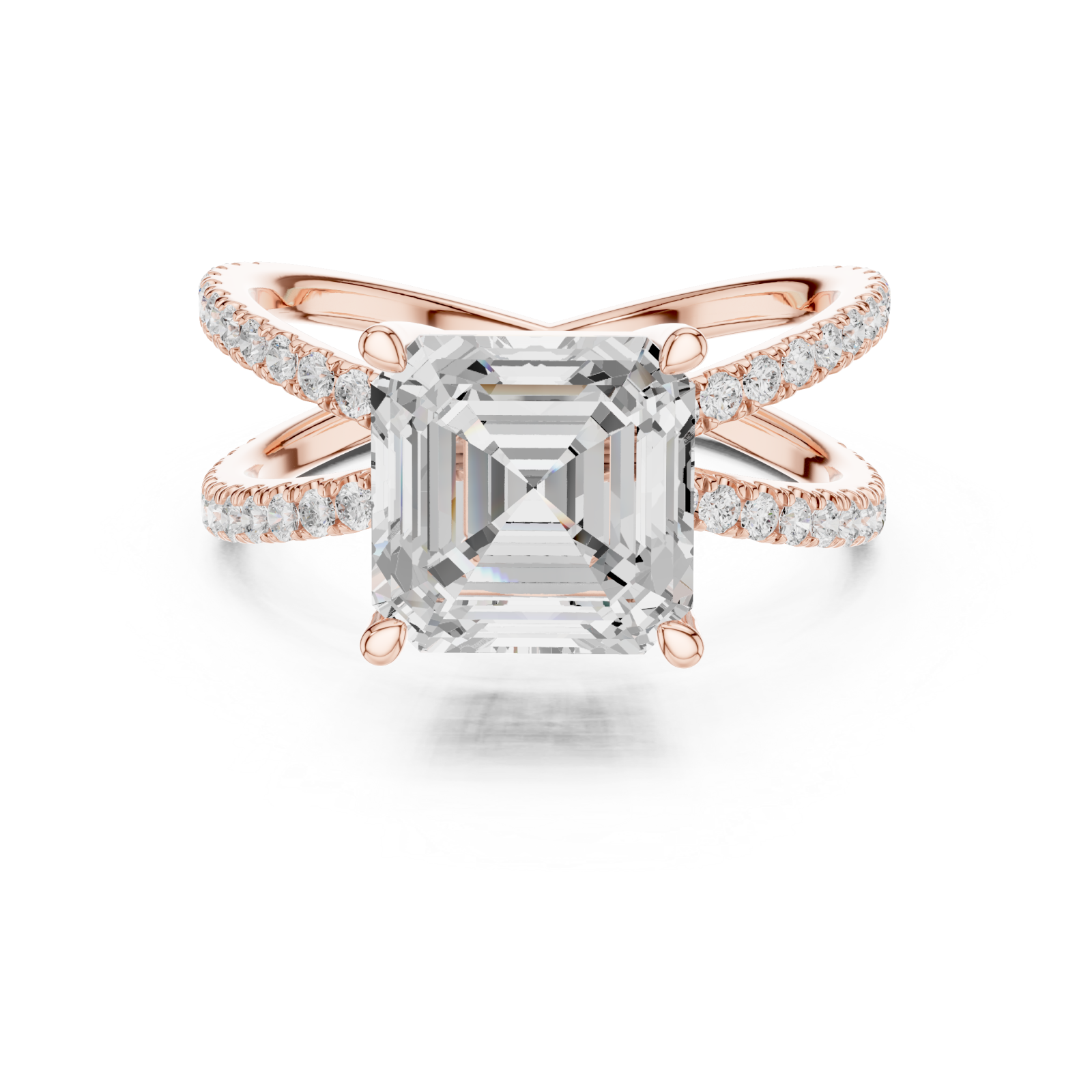  Rose Gold Eclipse Radiance Square Band Ring Front View