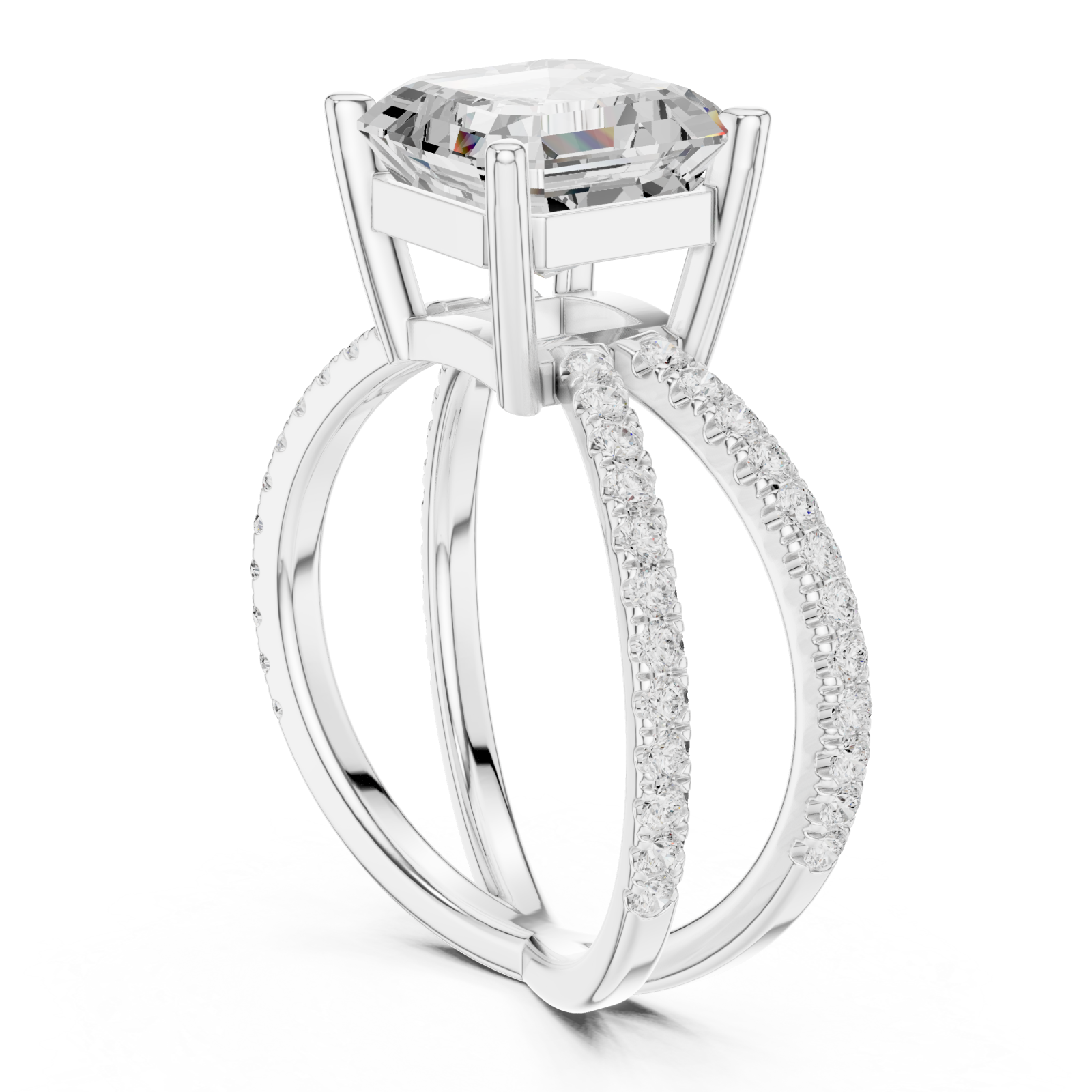  White Gold Eclipse Radiance Square Band Ring Left View
