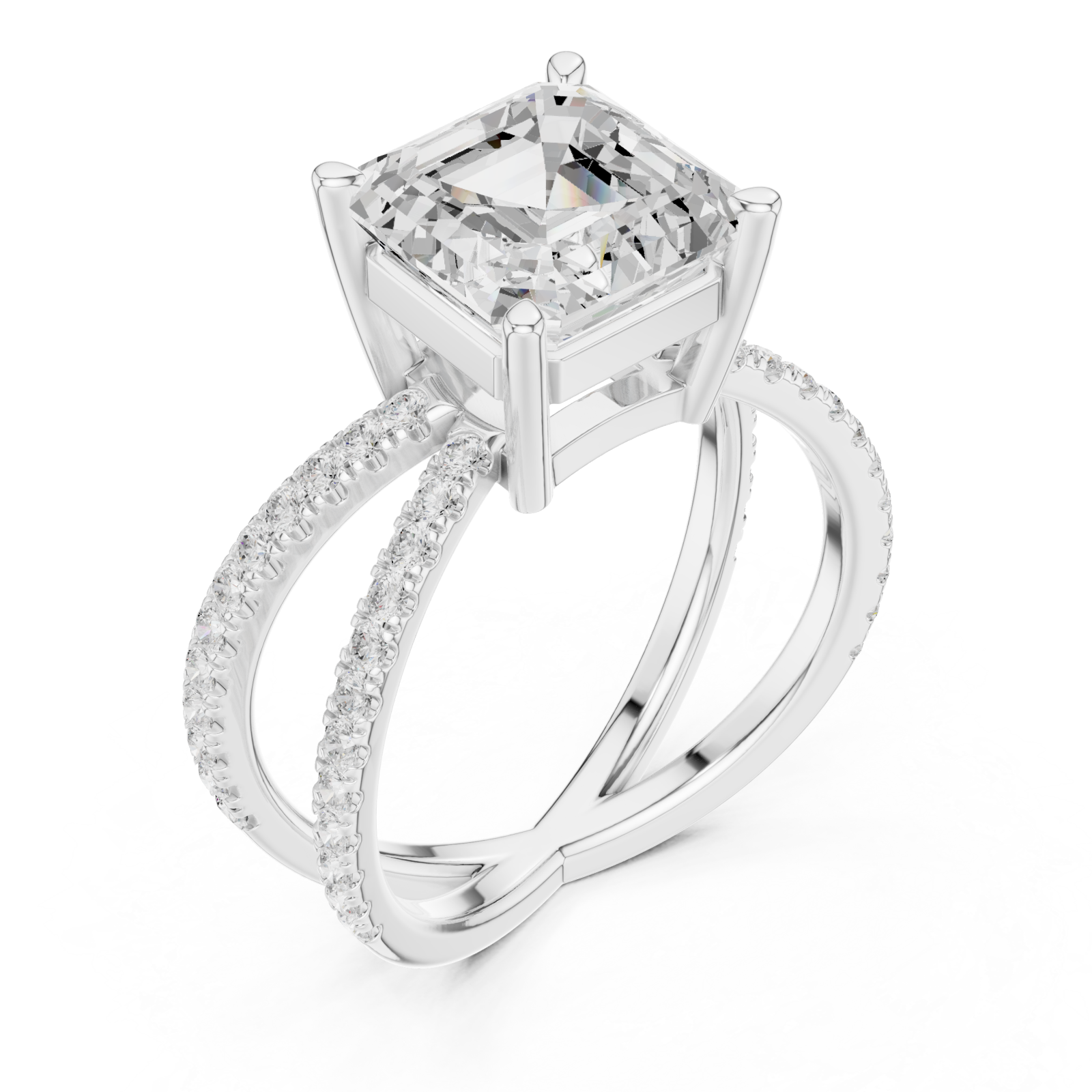  White Gold Eclipse Radiance Square Band Ring Right View