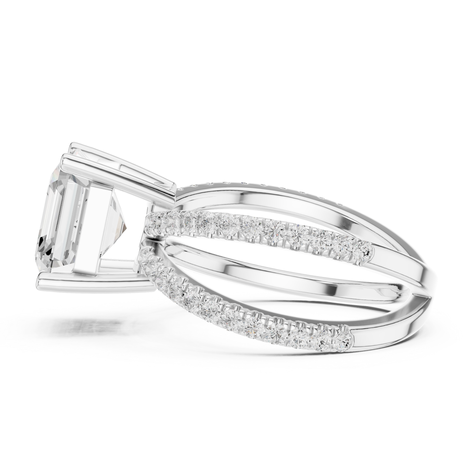  White Gold Eclipse Radiance Square Band Ring Side View