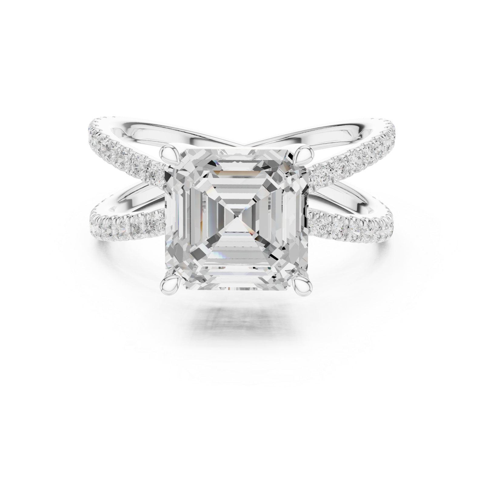  White Gold Eclipse Radiance Square Band Ring Front View