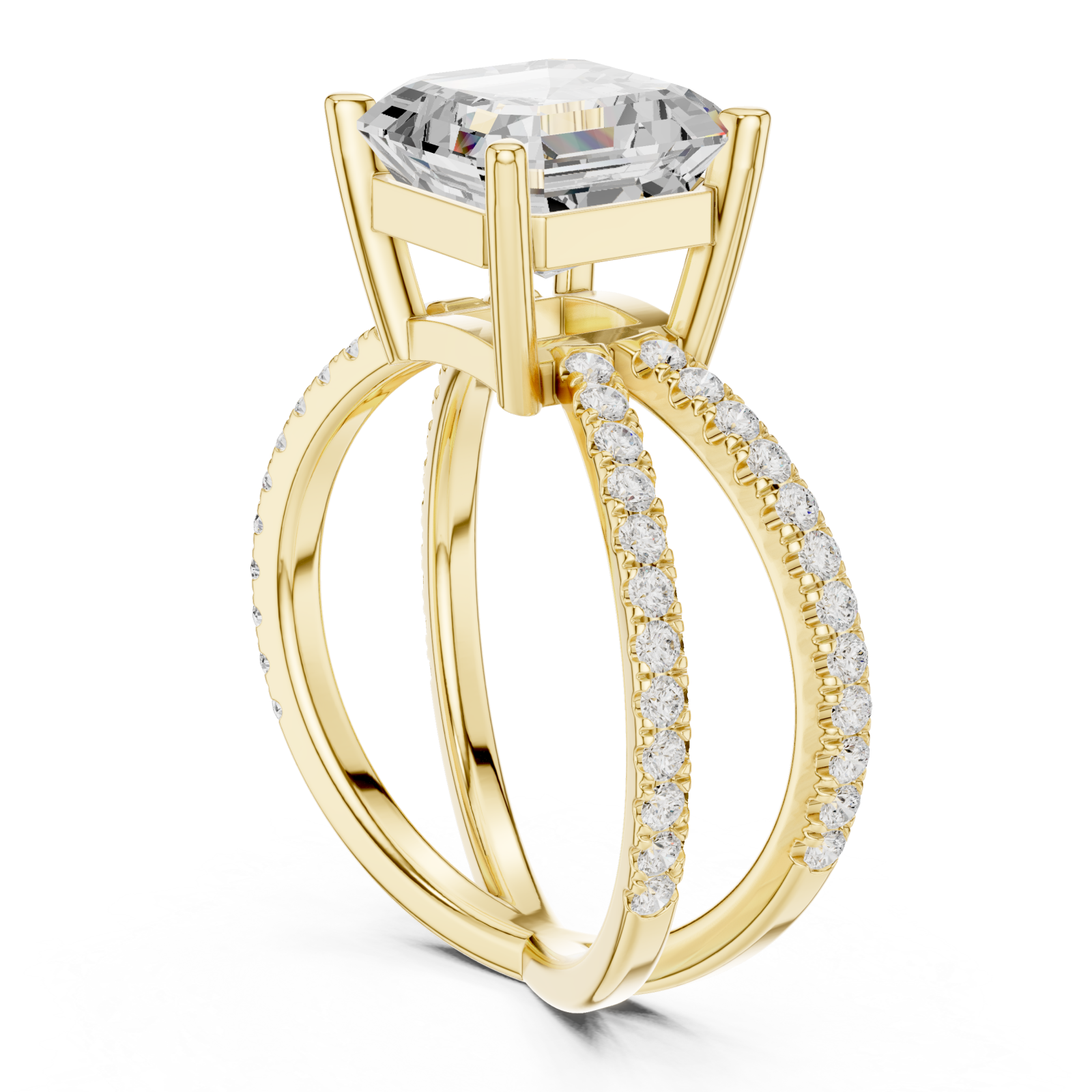  Gold Eclipse Radiance Square Band Ring Left View