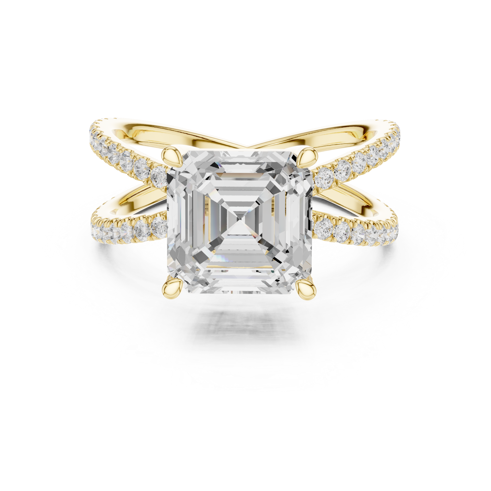  Gold Eclipse Radiance Square Band Ring Front View