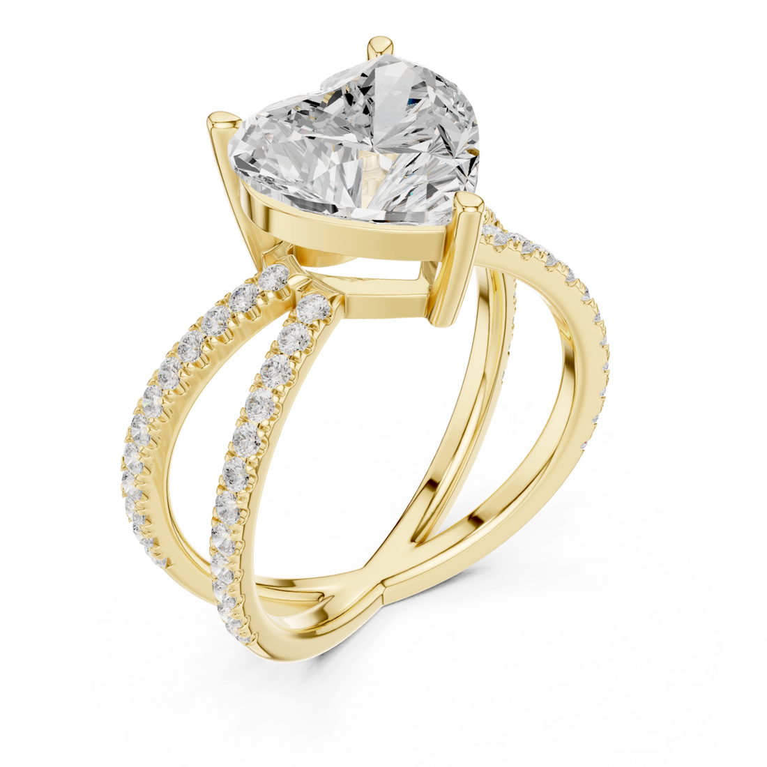 Gold Starlit Embrace Double Row Heart Ring Right View