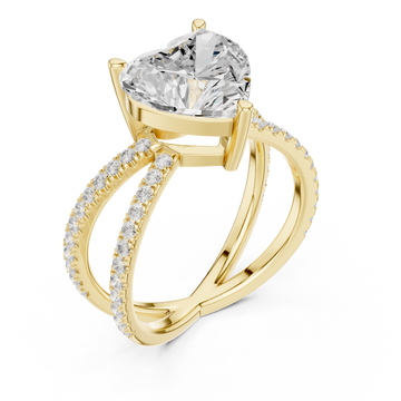 Gold Starlit Embrace Double Row Heart Ring Right View