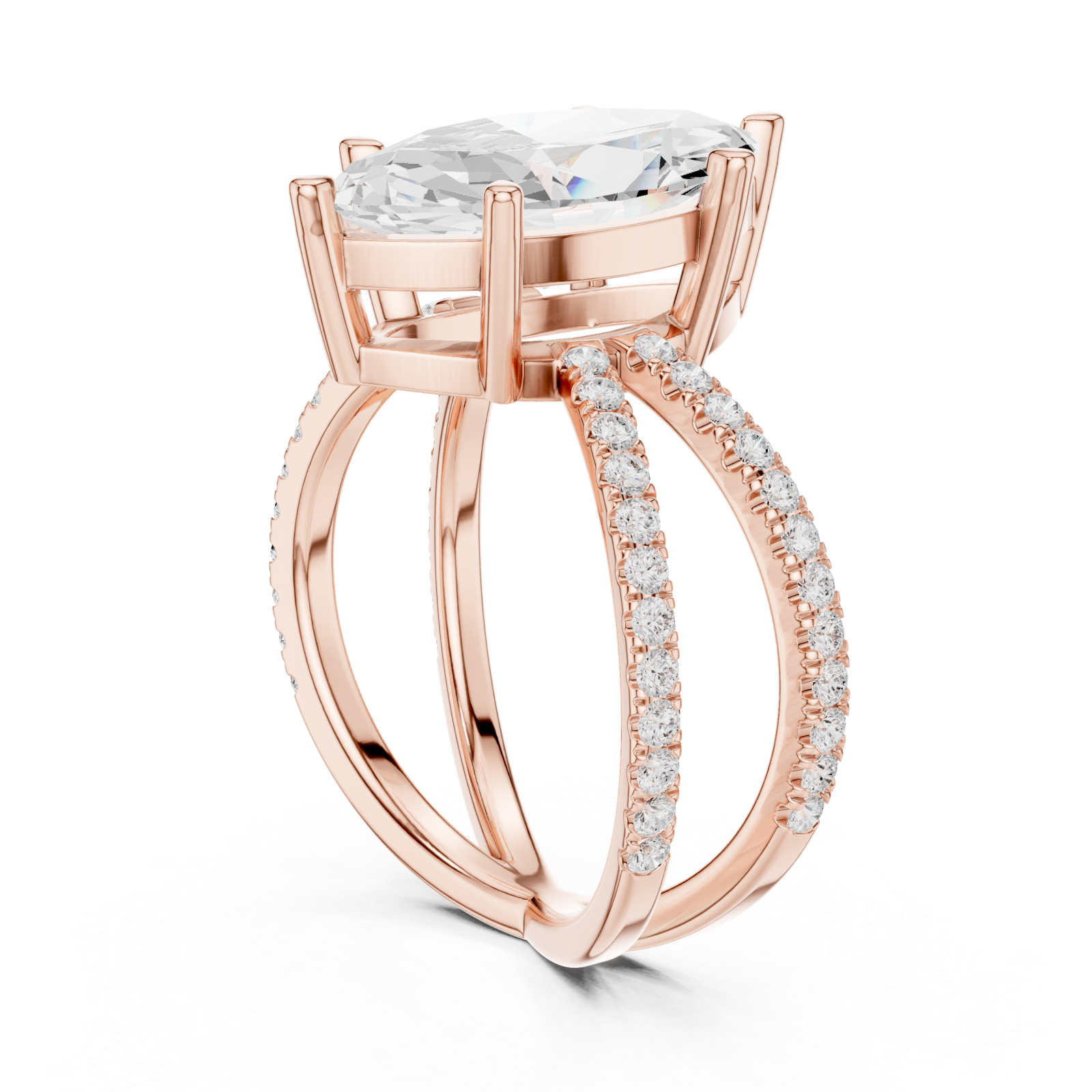 Rose Gold Enchanted Marquise Pavilion Ring Left View