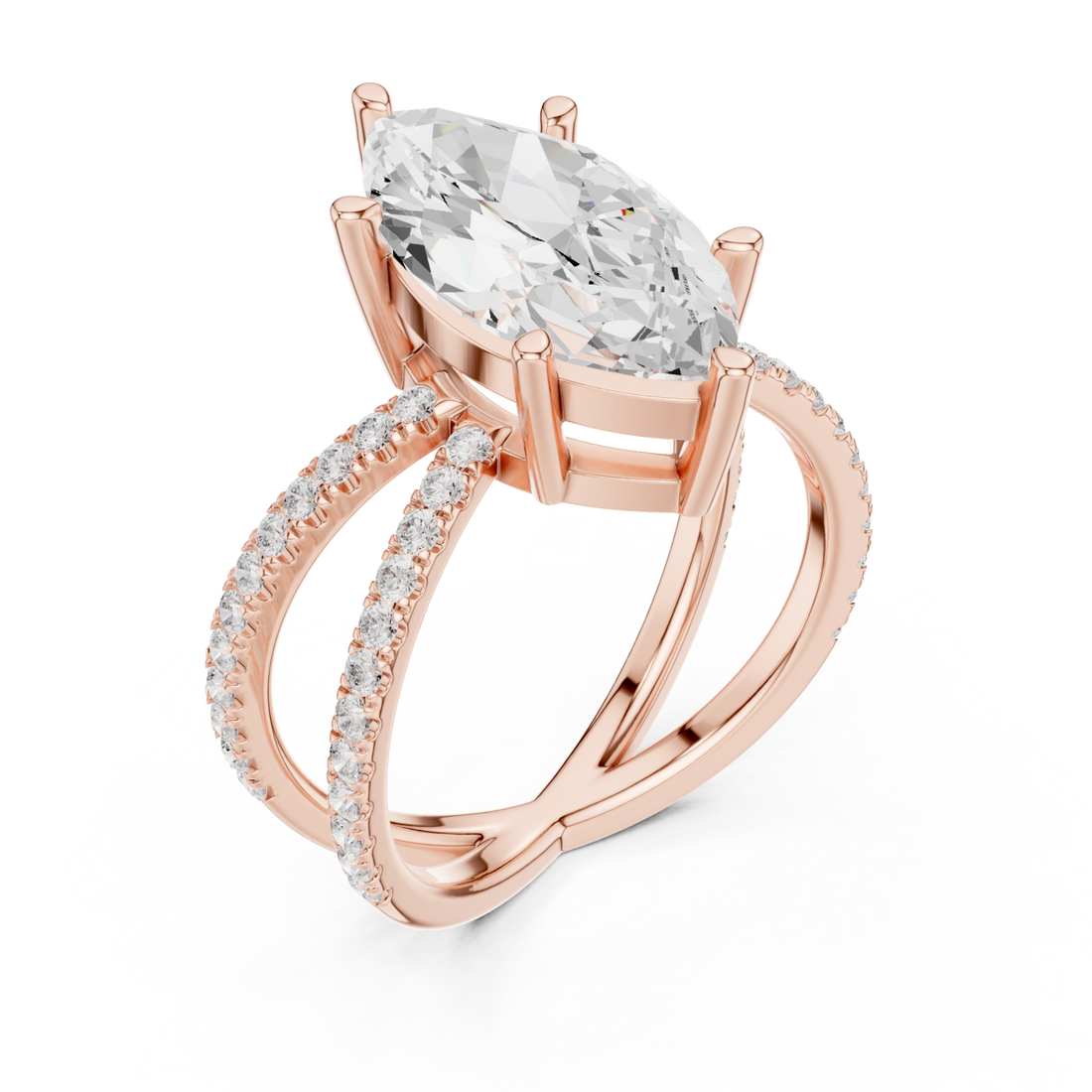  Rose Gold Enchanted Marquise Pavilion Ring Right View
