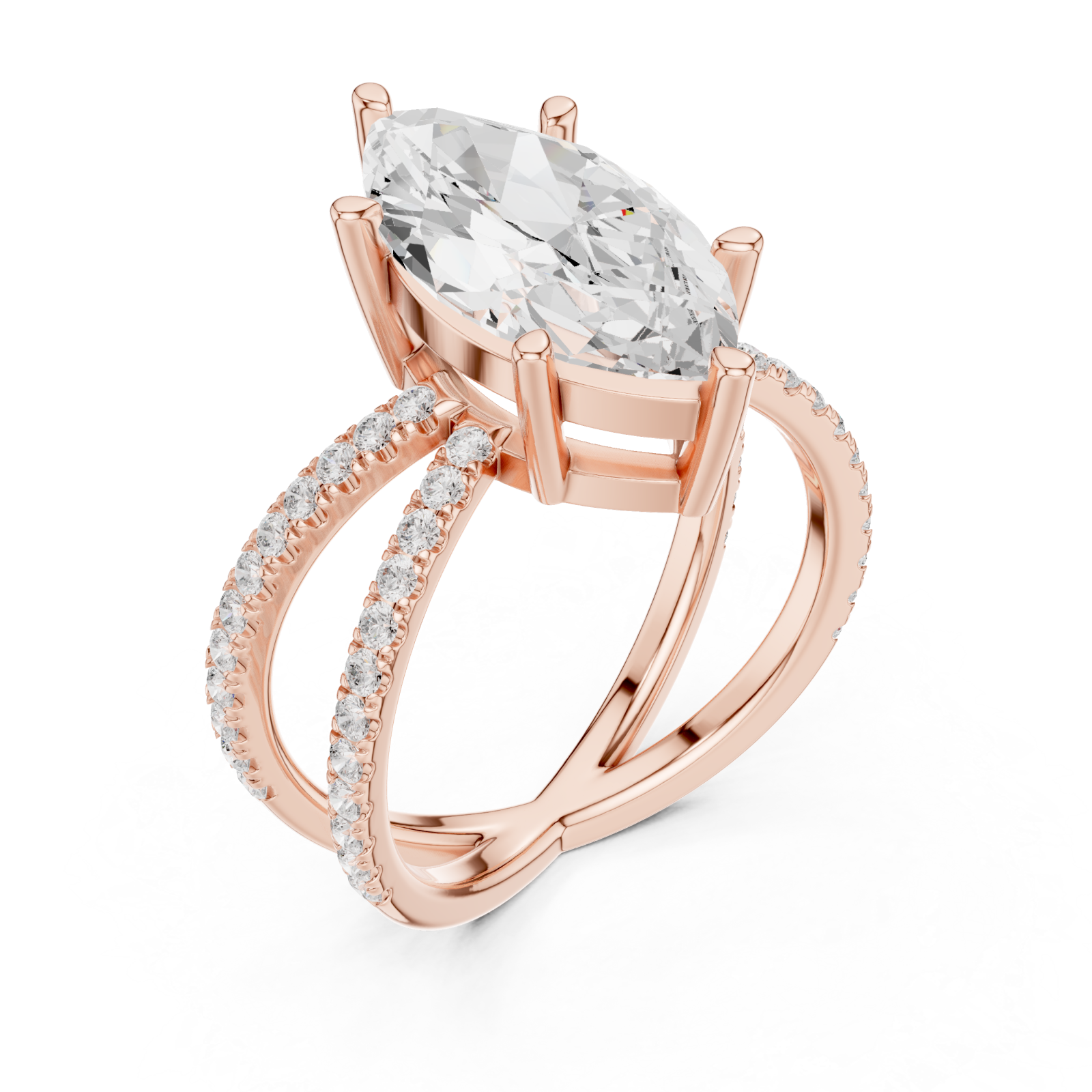  Rose Gold Enchanted Marquise Pavilion Ring Right View