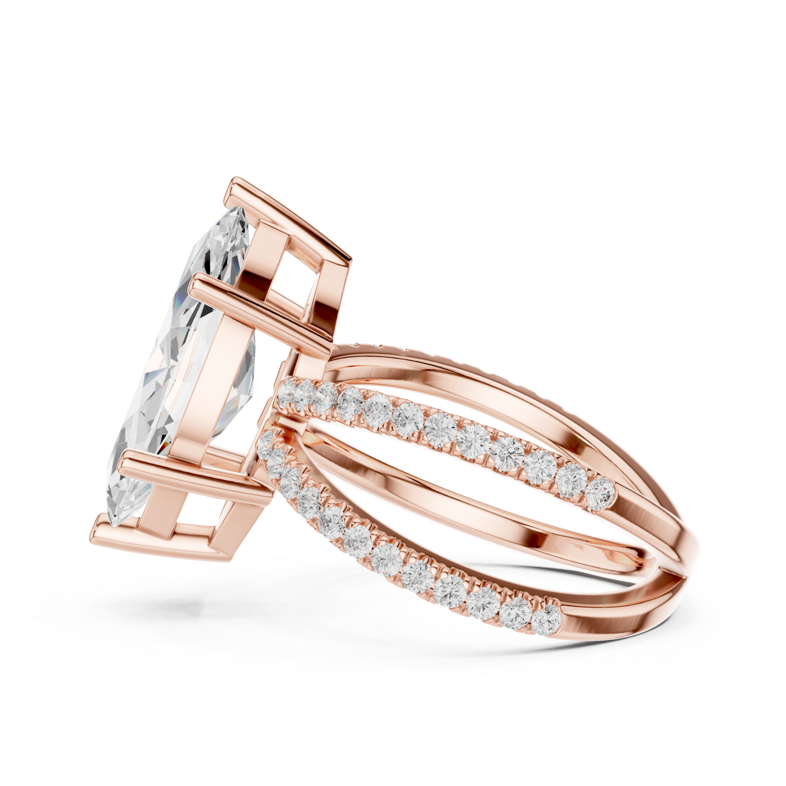  Rose Gold Enchanted Marquise Pavilion Ring Side View