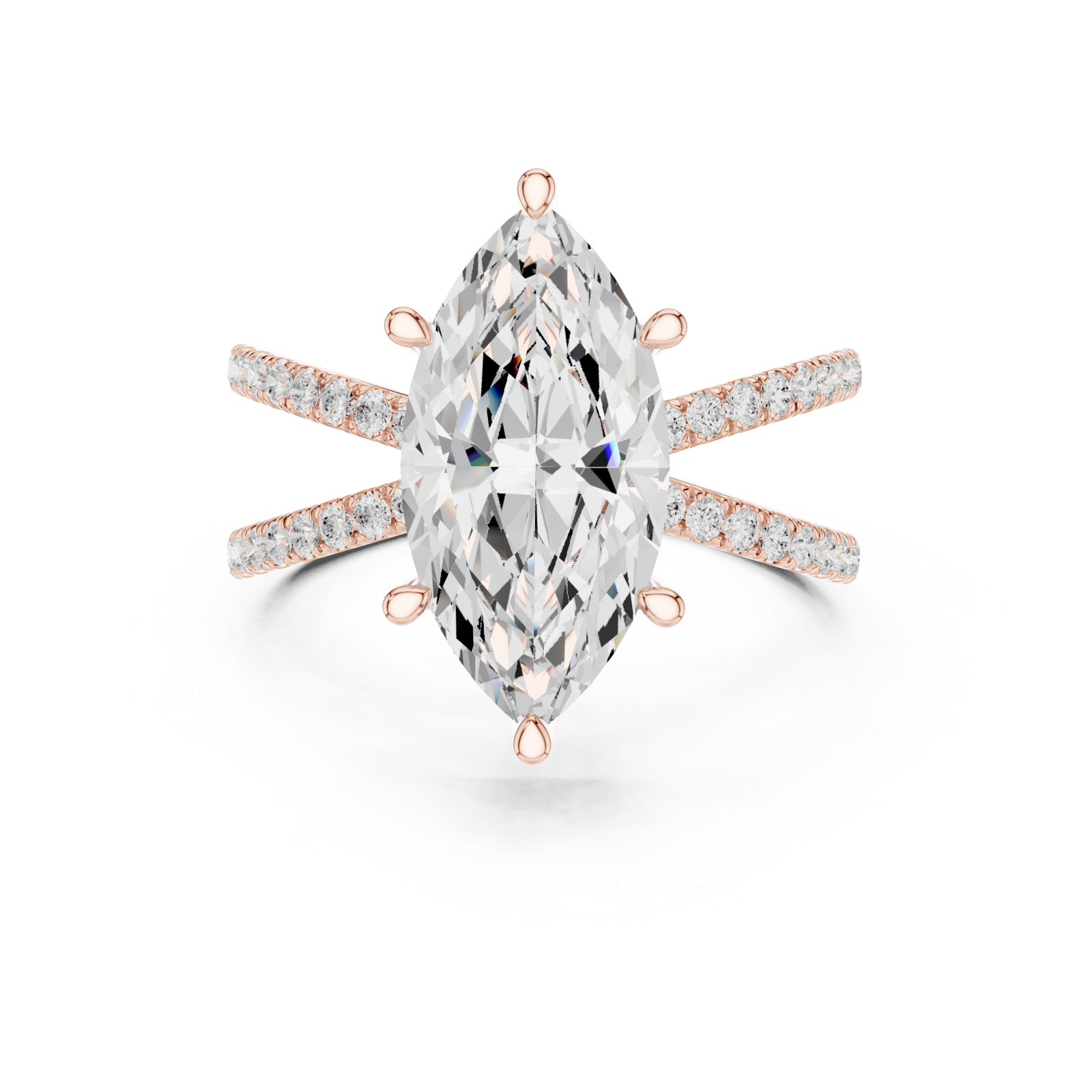  Rose Gold Enchanted Marquise Pavilion Ring Front View