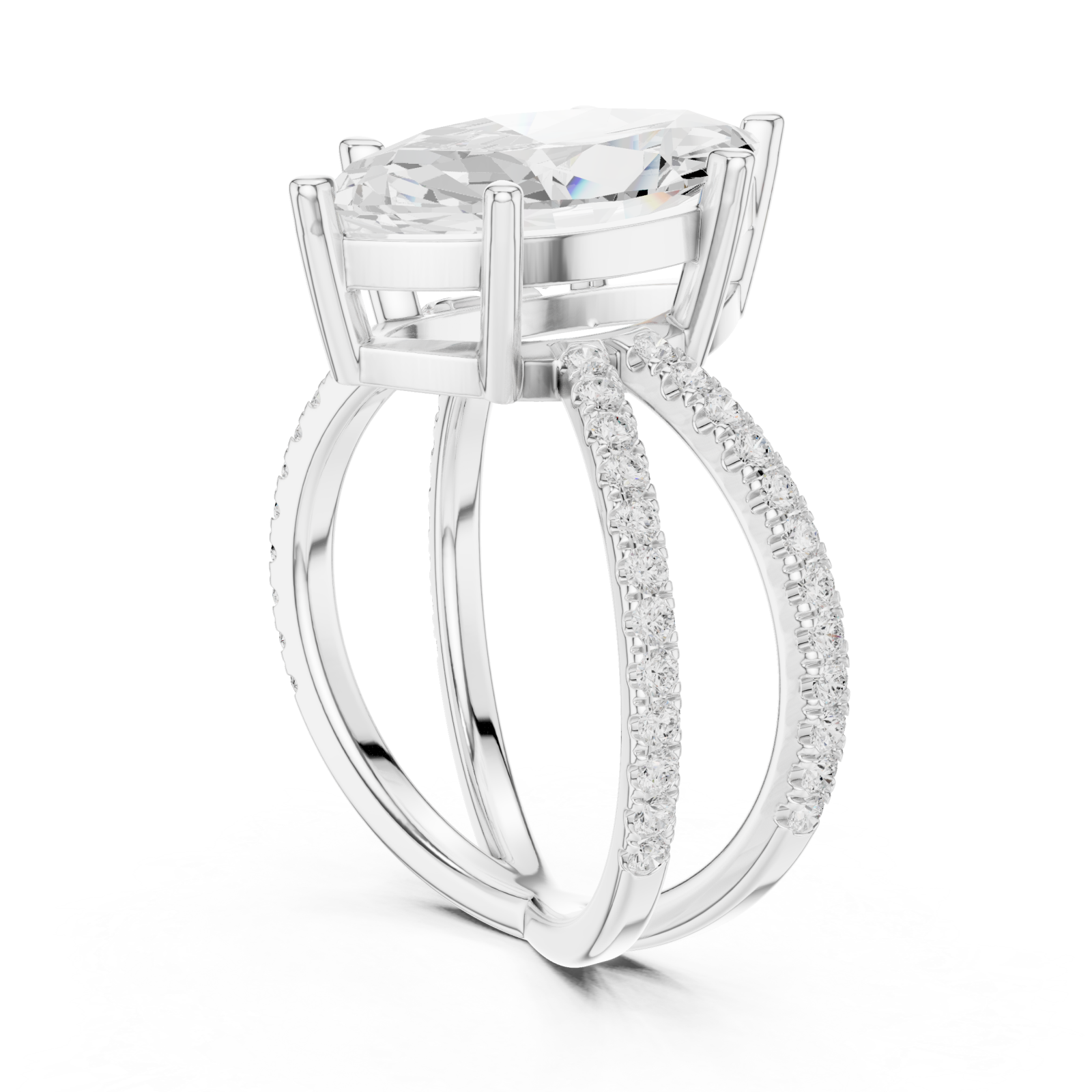  White Gold Enchanted Marquise Pavilion Ring Left View